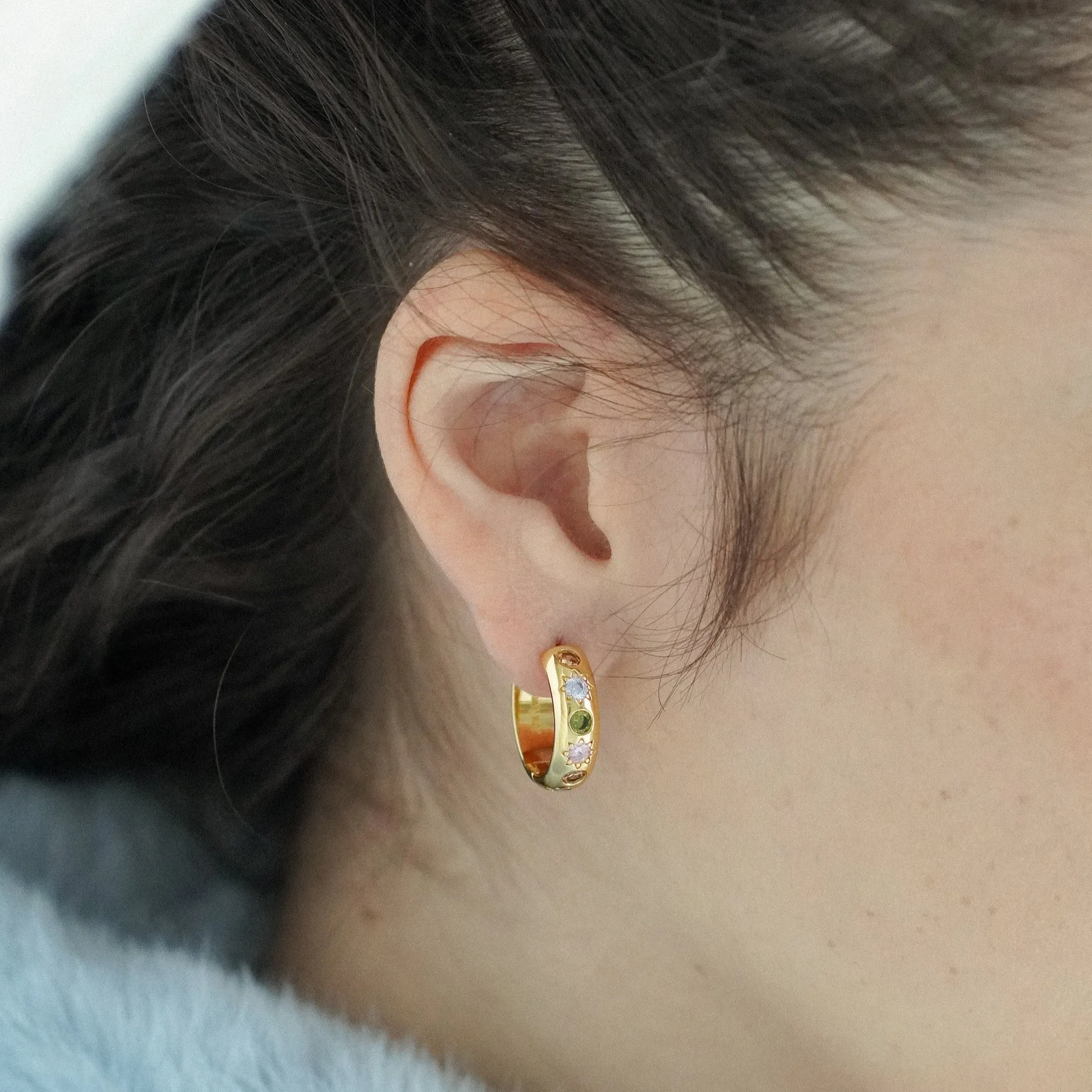 Pastel Stone Chunky Large Hoop Earrings sold by Cara & The Sky product image thumbnail 3