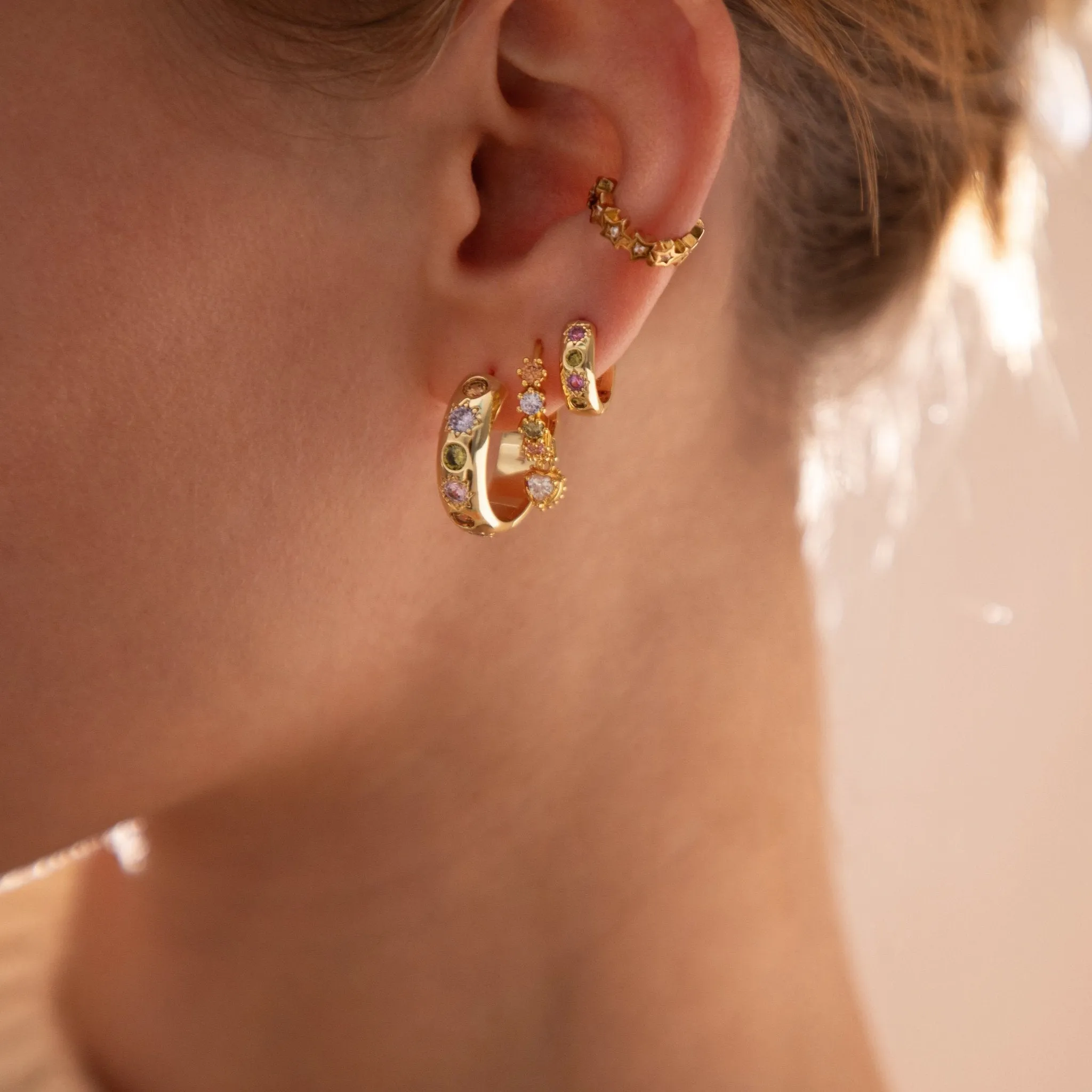 Pastel Stone Chunky Large Hoop Earrings sold by Cara & The Sky product image thumbnail 4