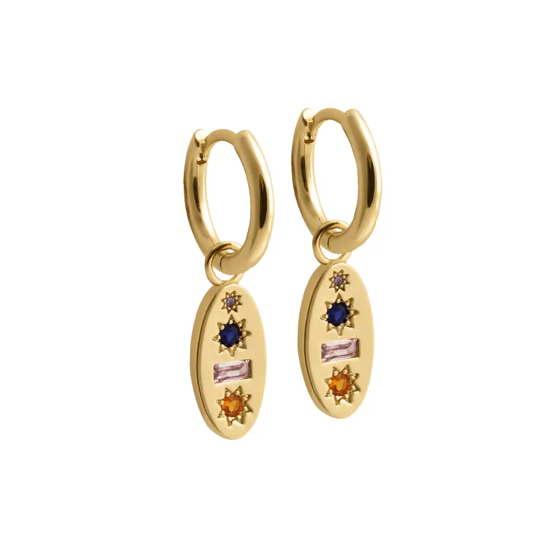 Midnight Gemstone Charm Hoop Earrings made by Cara & The Sky