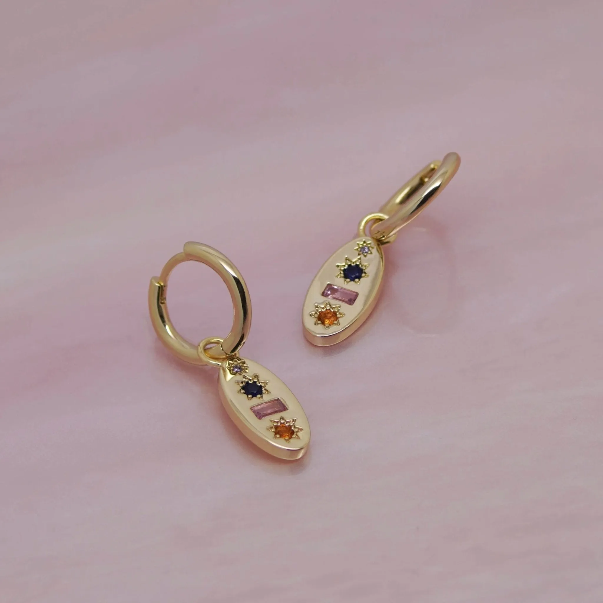 Midnight Gemstone Charm Hoop Earrings sold by Cara & The Sky product image thumbnail 3