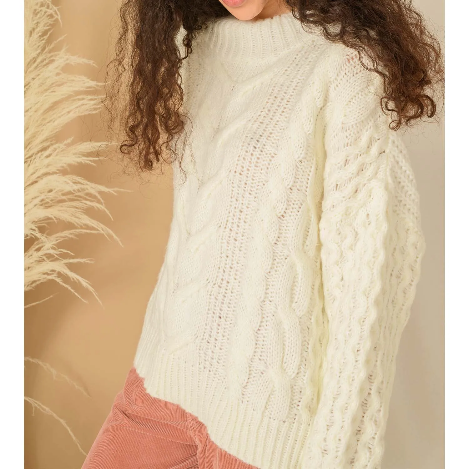 RESALE | Bella Cable High Neck Jumper - Winter White sold by Cara & The Sky product image thumbnail 4