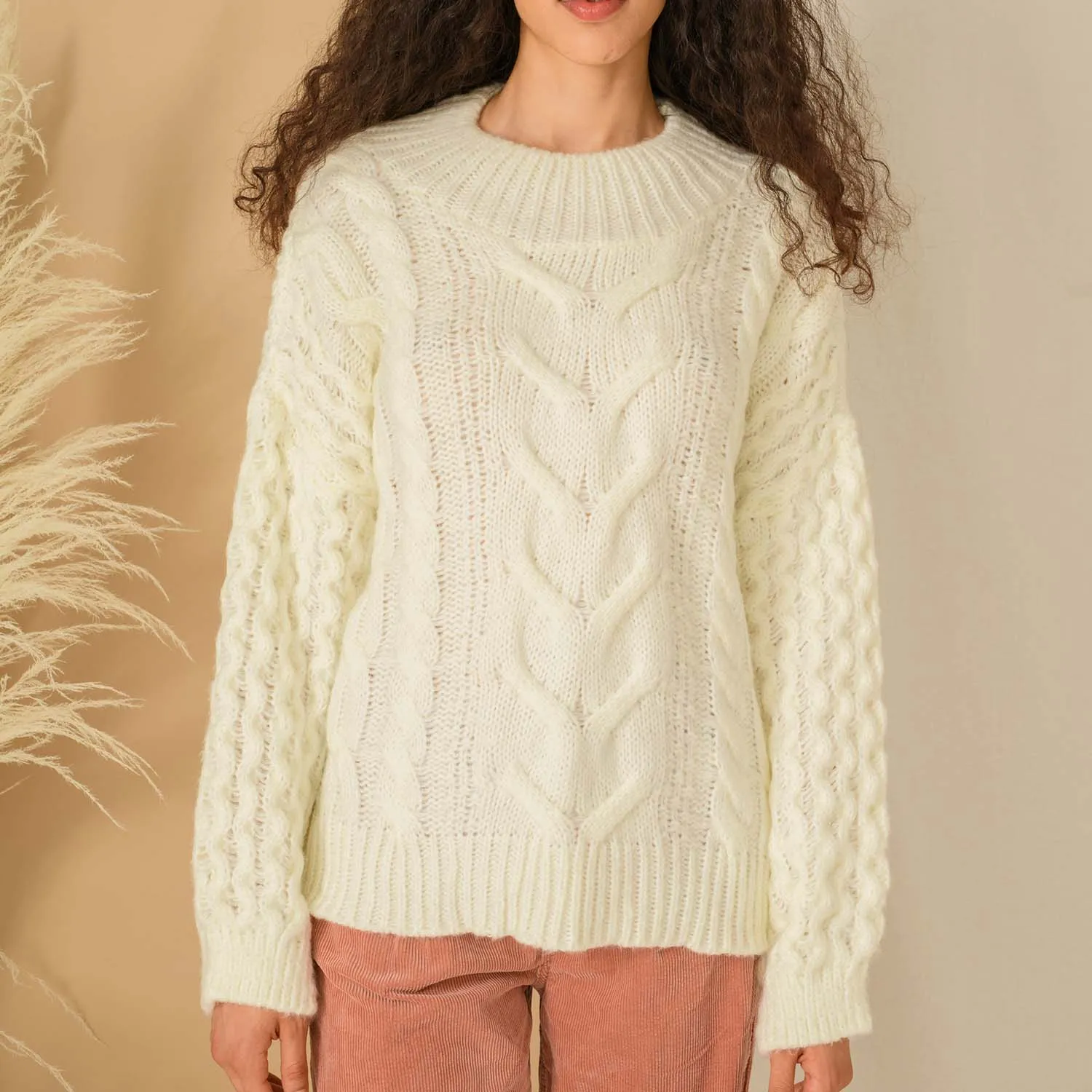 RESALE | Bella Cable High Neck Jumper - Winter White sold by Cara & The Sky
