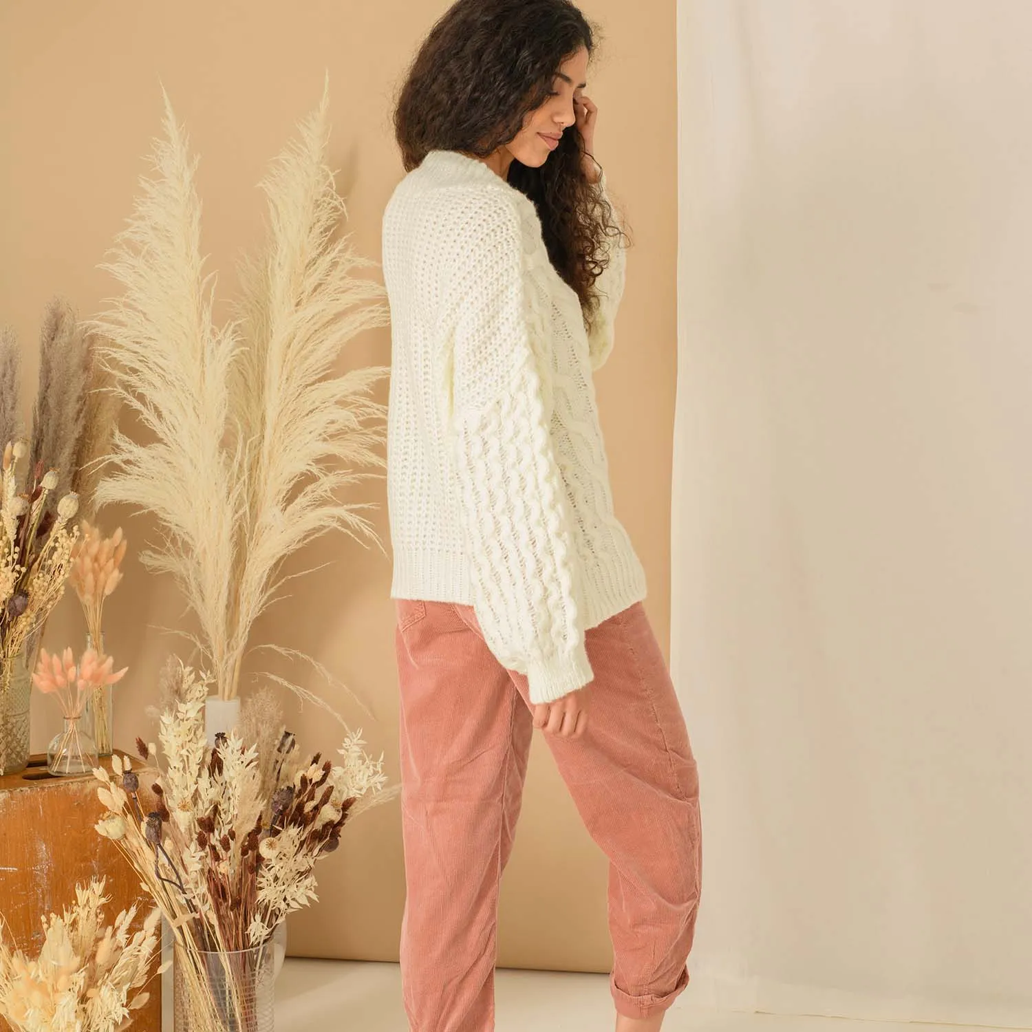 RESALE | Bella Cable High Neck Jumper - Winter White sold by Cara & The Sky product image thumbnail 5