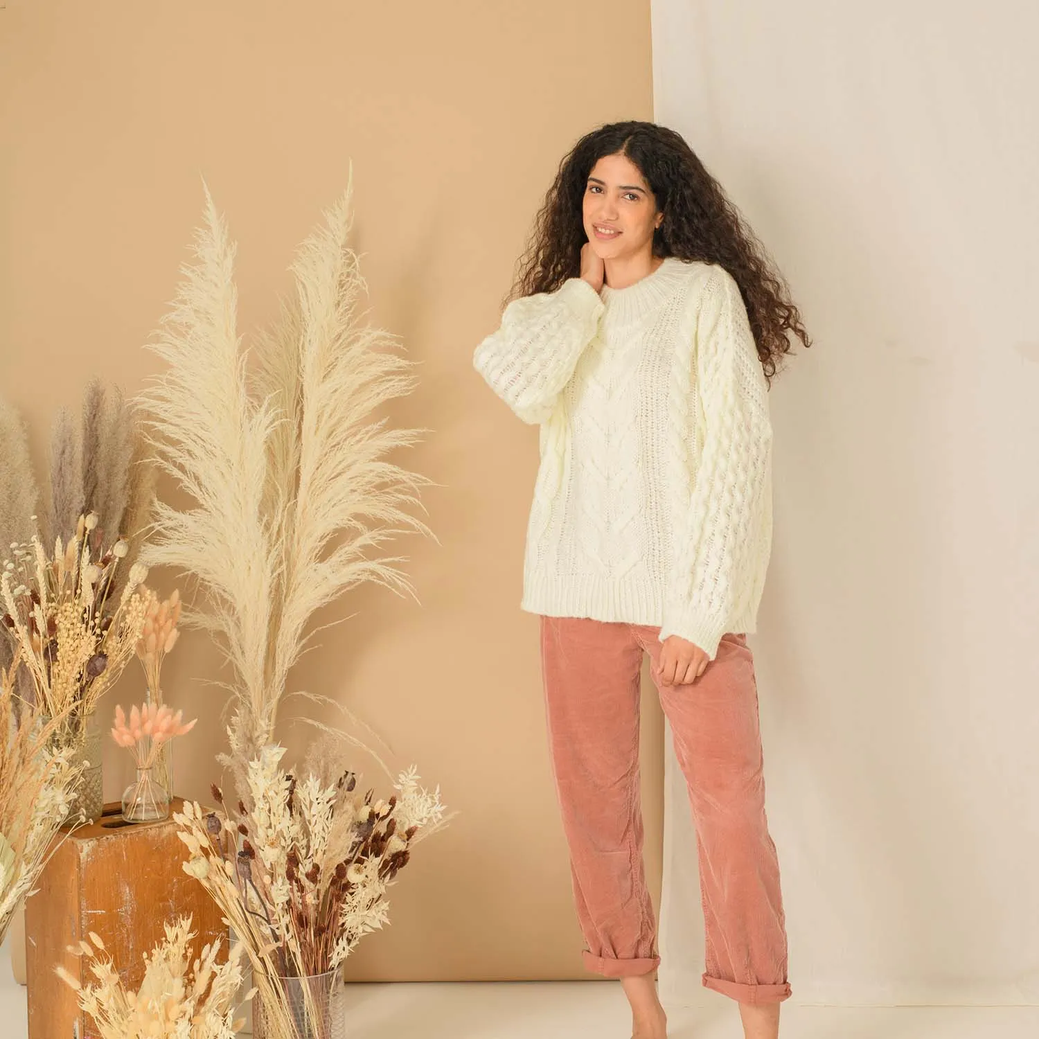 RESALE | Bella Cable High Neck Jumper - Winter White sold by Cara & The Sky product image thumbnail 3