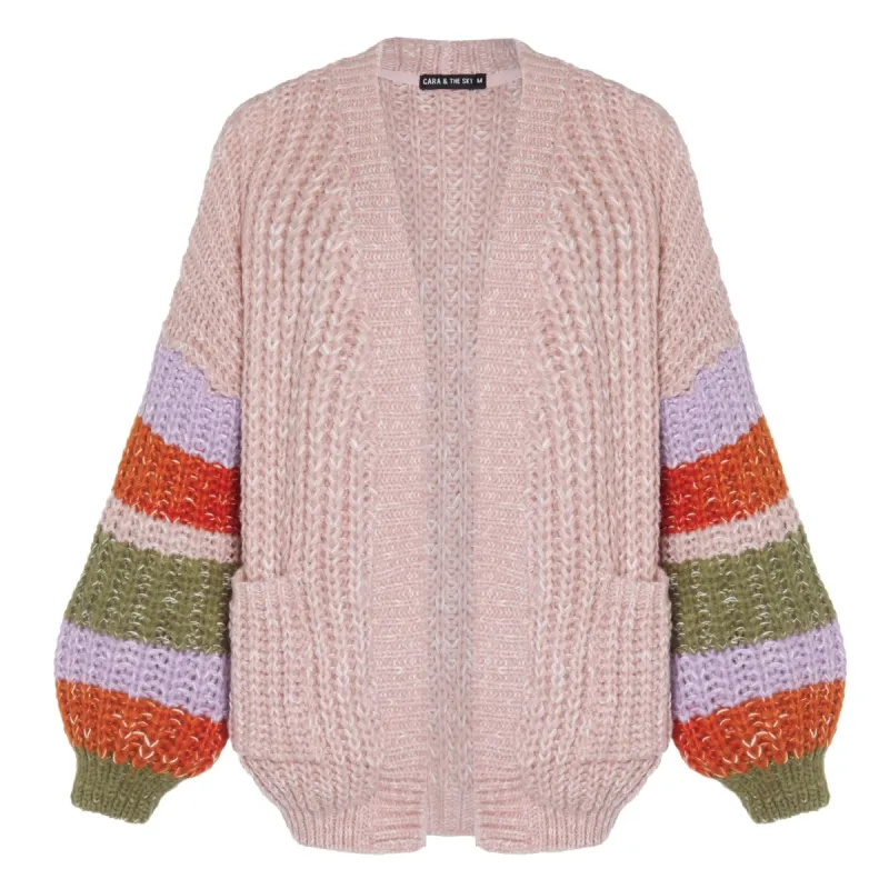 Allie Chunky Stripe Cardigan Blush sold by Cara & The Sky