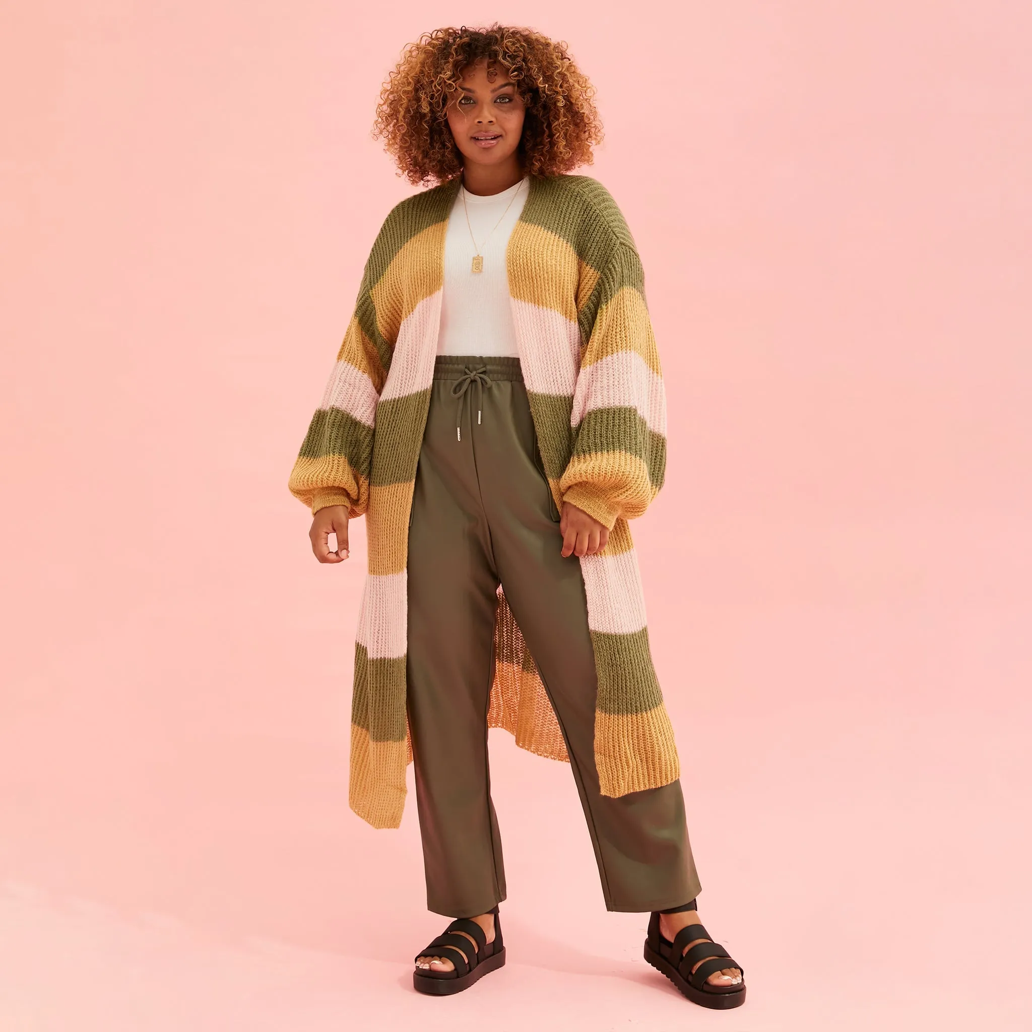 Ricci Lightweight Maxi Stripe Cardigan - Camel sold by Cara & The Sky