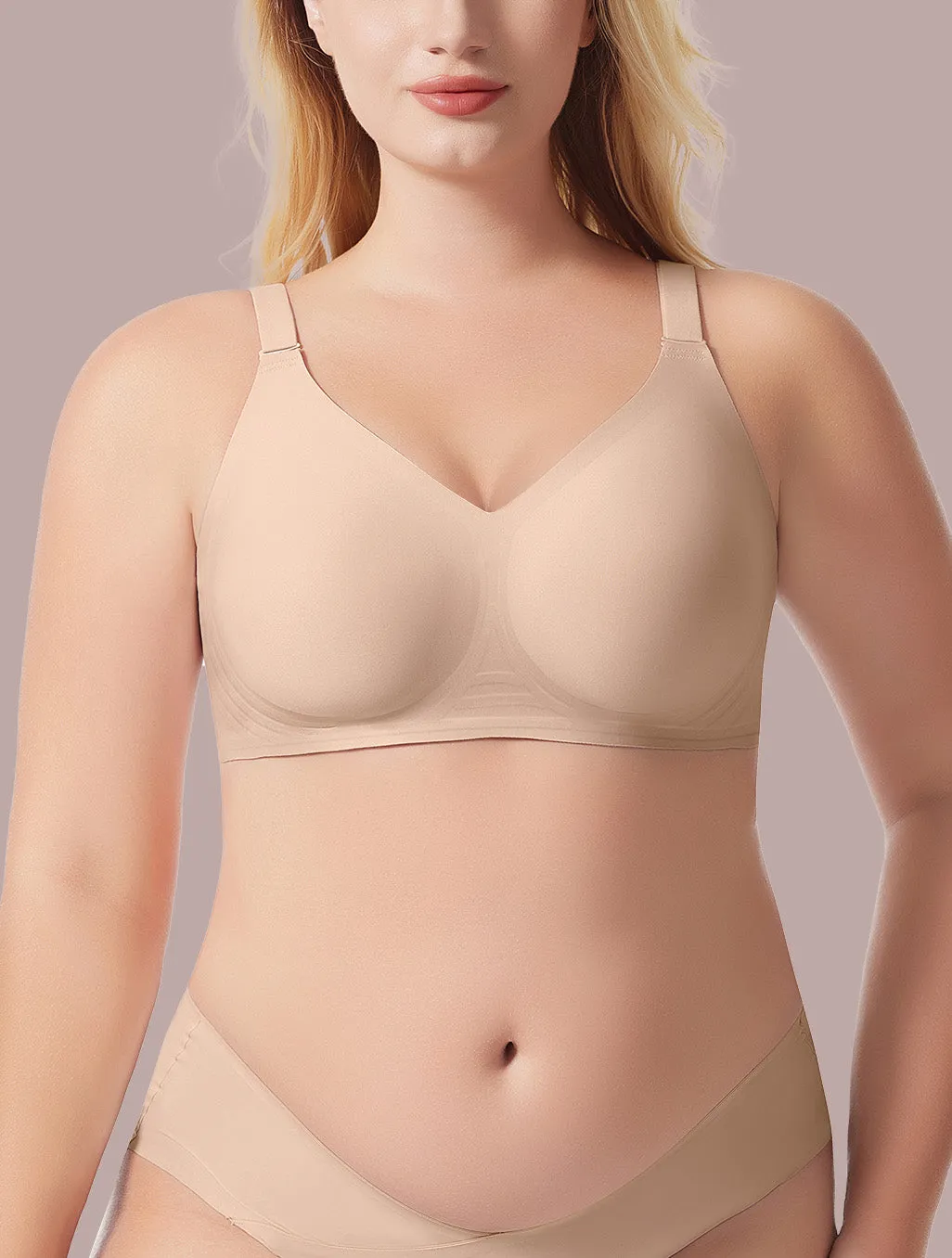 Seamless Soft V-Neck Wireless Bra sold by Comfelie