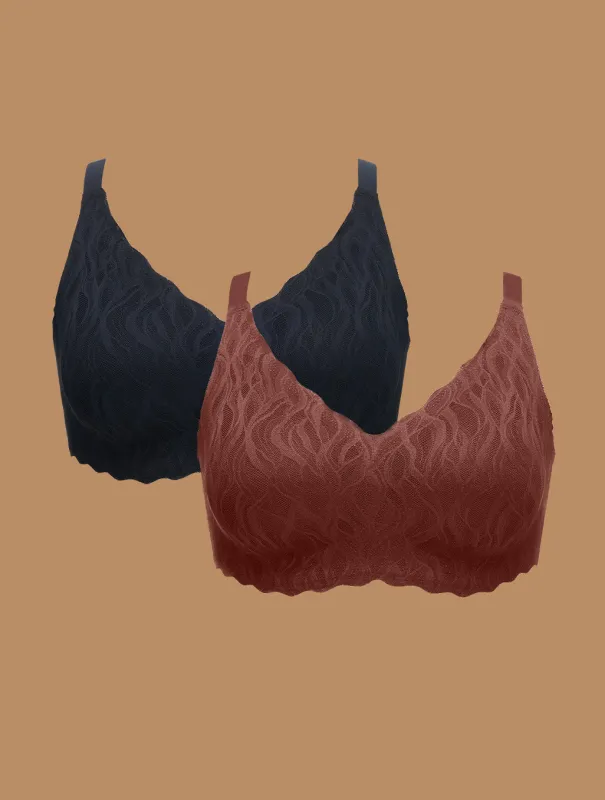 Classic V-Neck Stretch Lace Wireless Seamless Bra(2 Pack) sold by Comfelie
