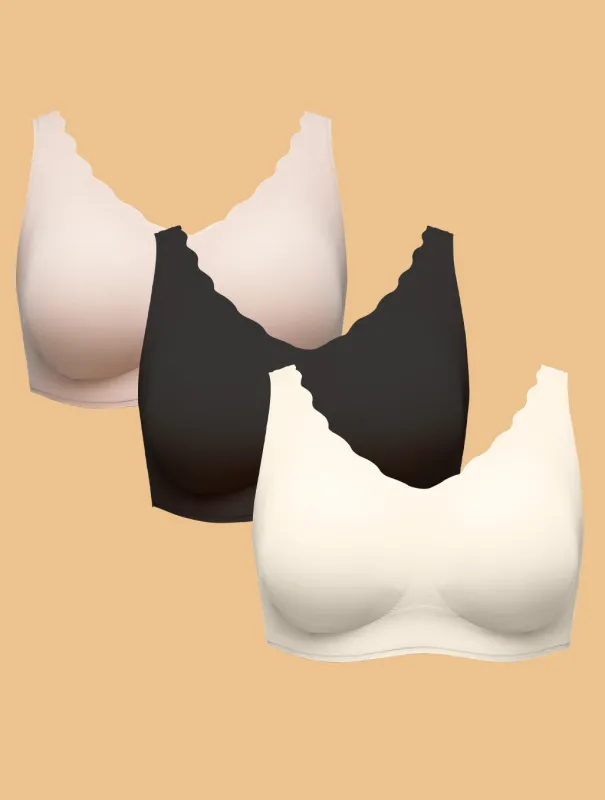 Airlite Breathable Seamless Bra with Scallop Edges(3 Pack) sold by Comfelie