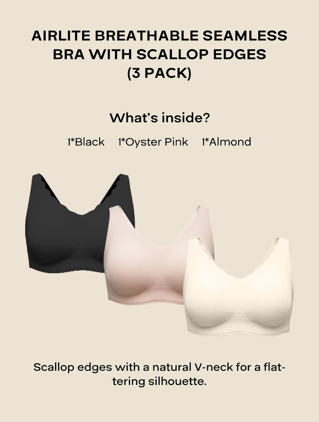 Comfelie 3D Air Cups Seamless Breathable Bra (3 Pack) sold by Comfelie product image thumbnail 2