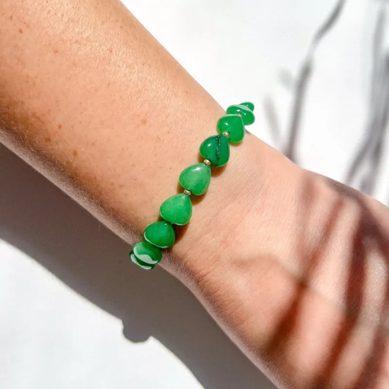 Aine Hearts Bracelet - Jade sold by Gather Brooklyn