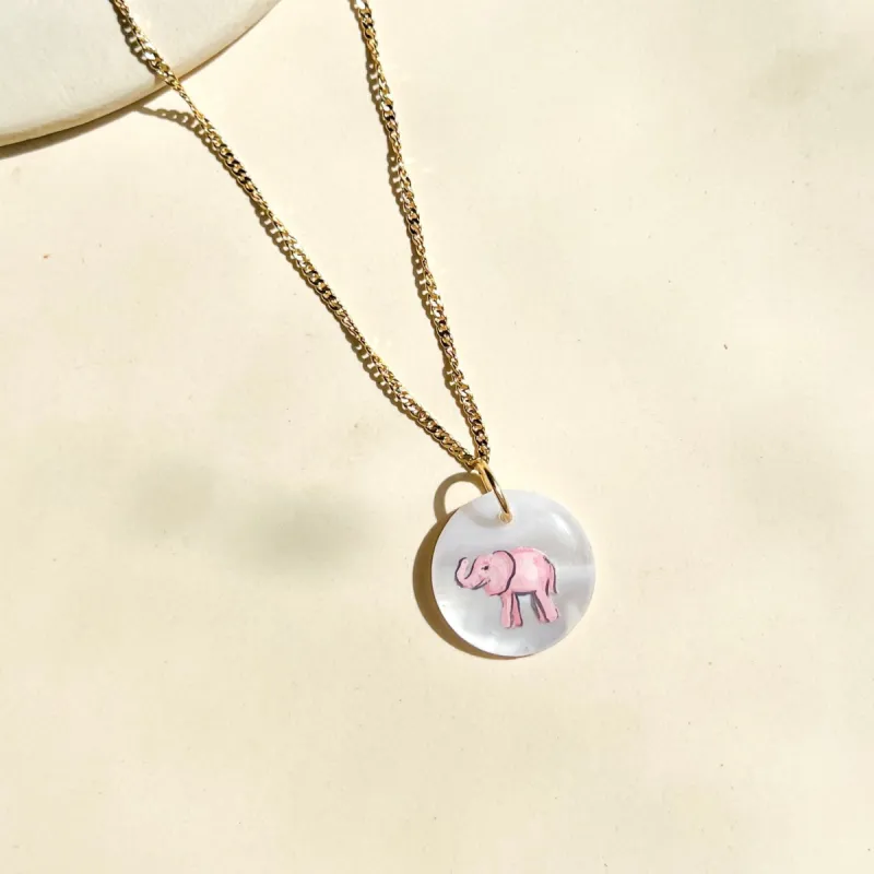Pink Elephant Charm Necklace sold by Gather Brooklyn