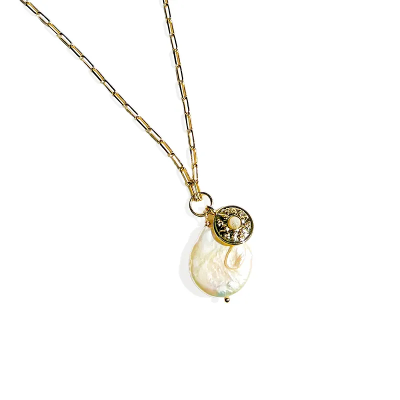 Artemis Coin & Pearl Necklace sold by Gather Brooklyn
