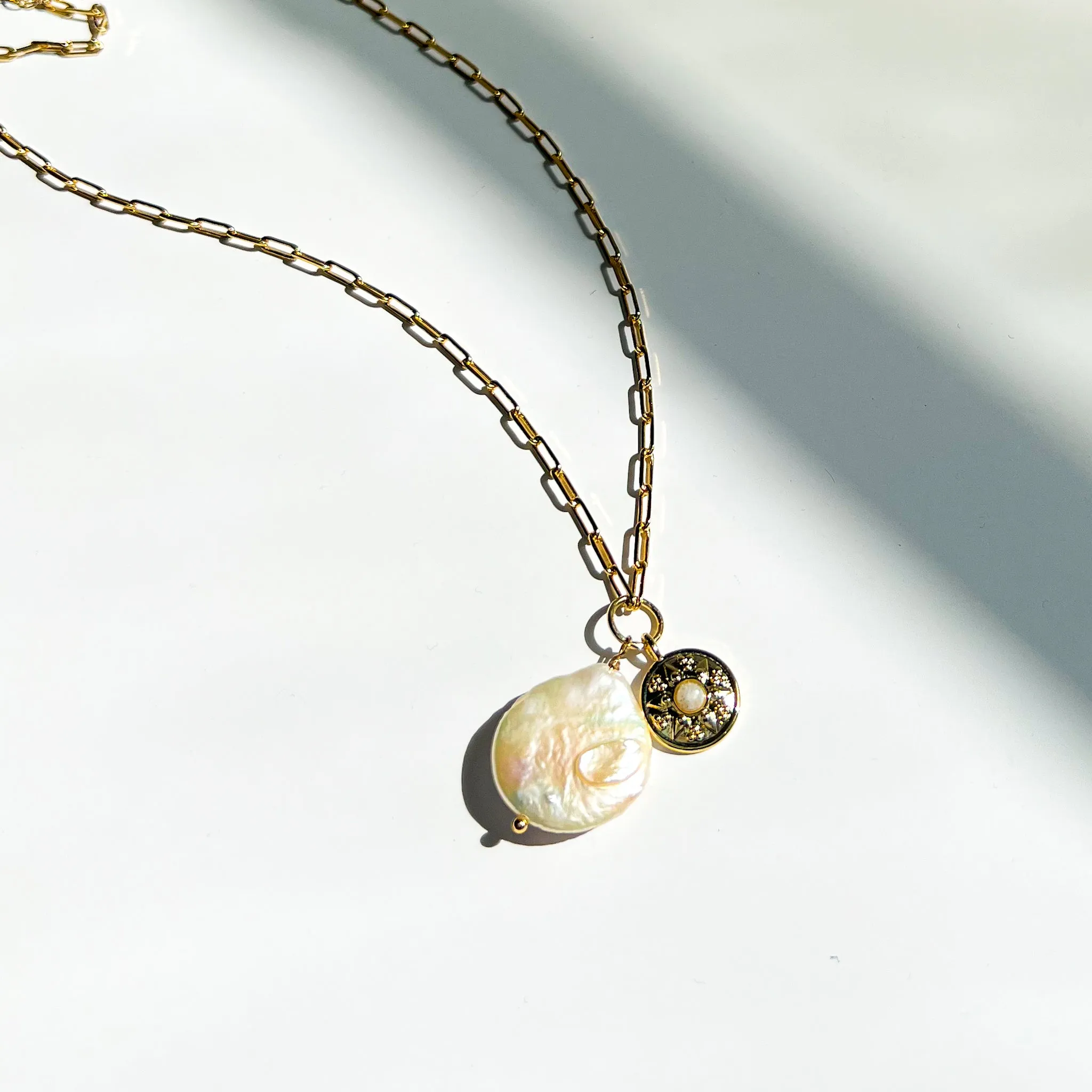 Artemis Coin & Pearl Necklace sold by Gather Brooklyn product image thumbnail 2