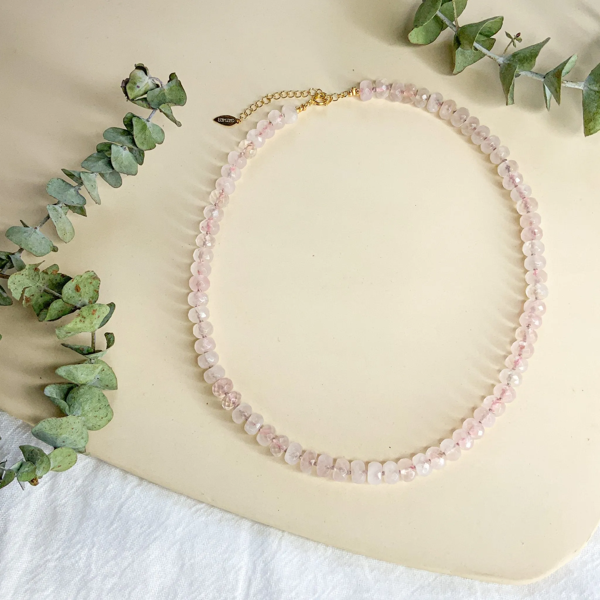 Rose Quartz Candy Bead Necklace sold by Gather Brooklyn product image thumbnail 2