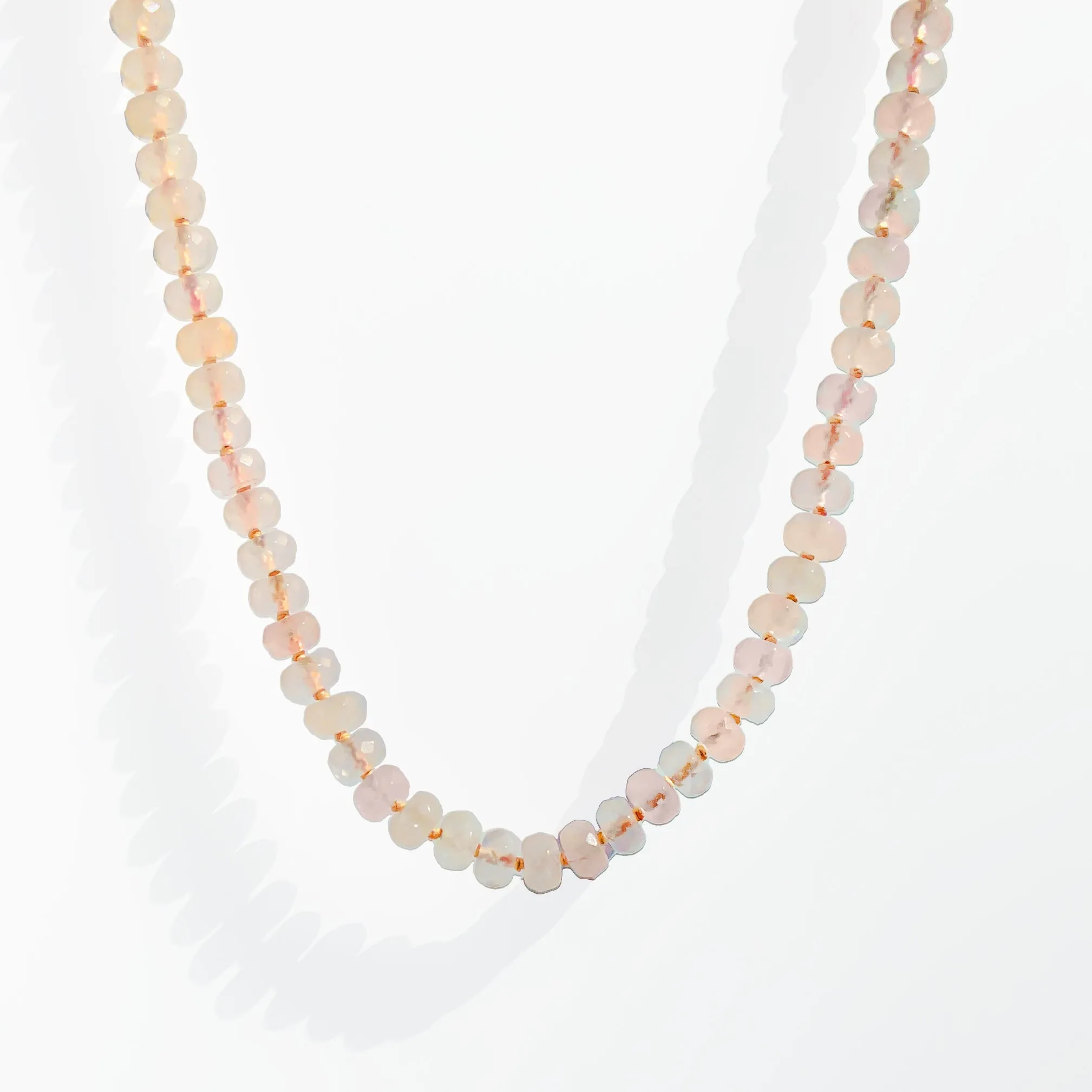 Rose Quartz Candy Bead Necklace sold by Gather Brooklyn