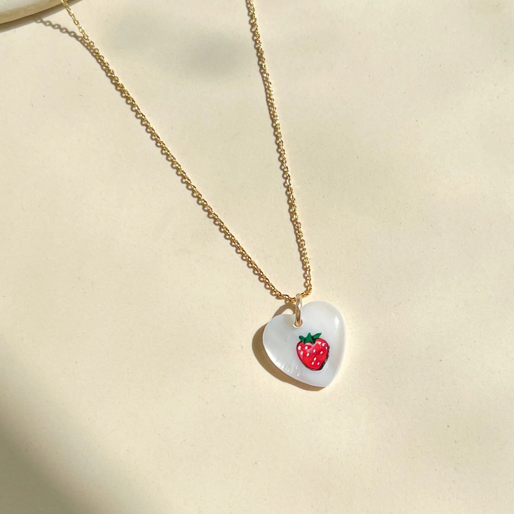 Strawberry Heart Charm Necklace sold by Gather Brooklyn
