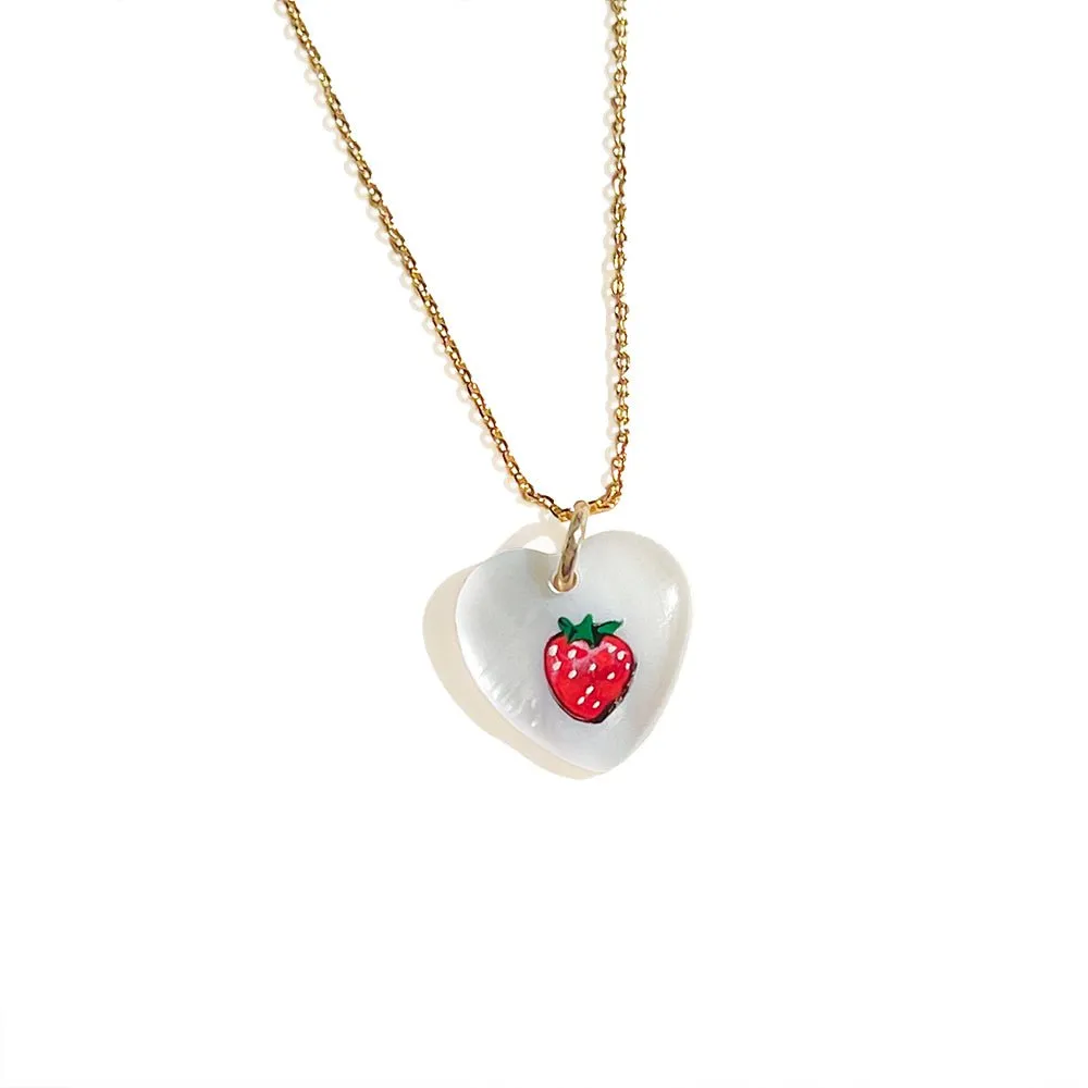 Strawberry Heart Charm Necklace sold by Gather Brooklyn product image thumbnail 2