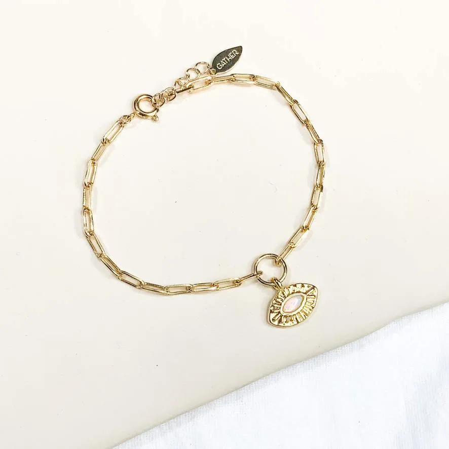 Evil Eye Paperclip Chain Bracelet - Gold sold by Gather Brooklyn product image thumbnail 2