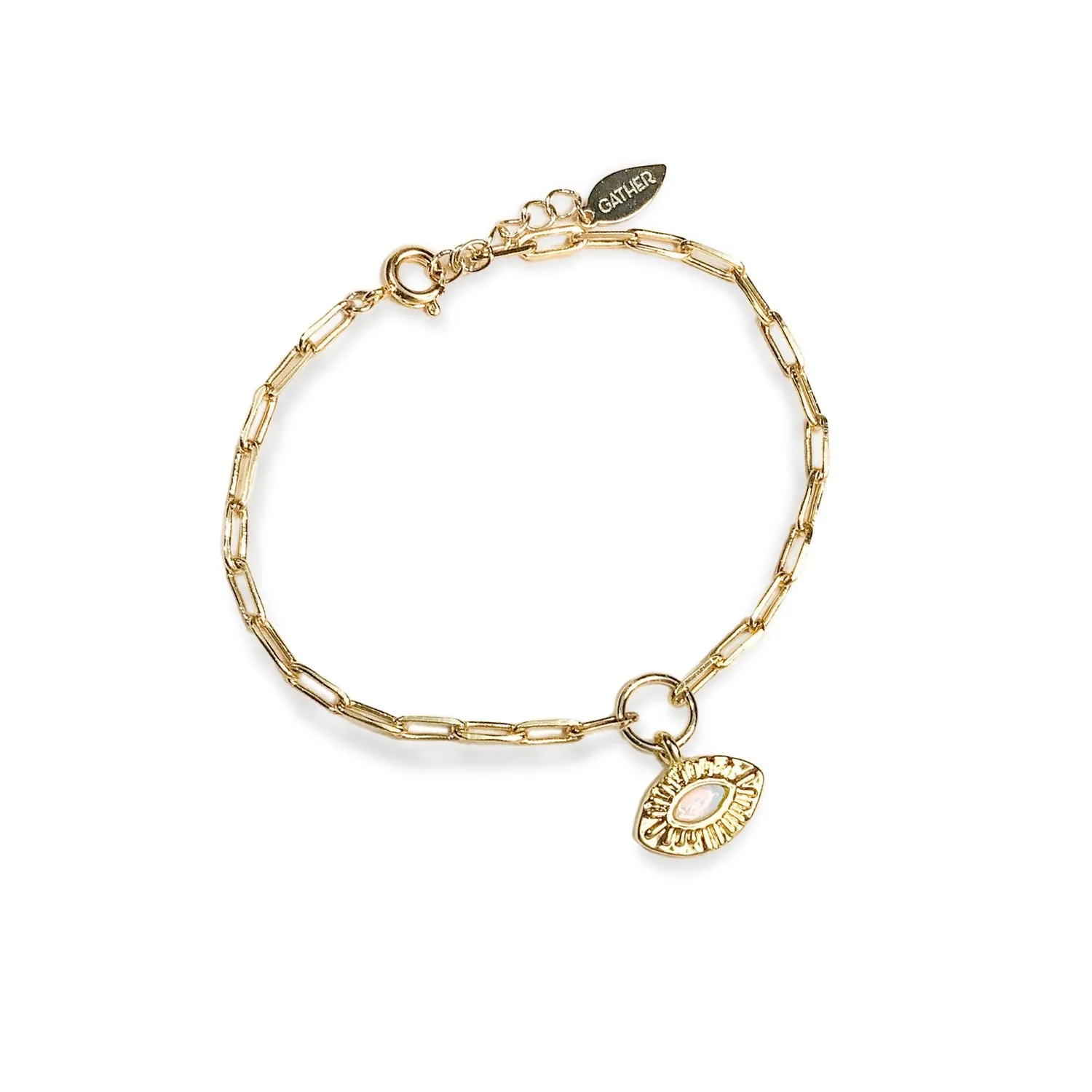 Evil Eye Paperclip Chain Bracelet - Gold sold by Gather Brooklyn product image thumbnail 3