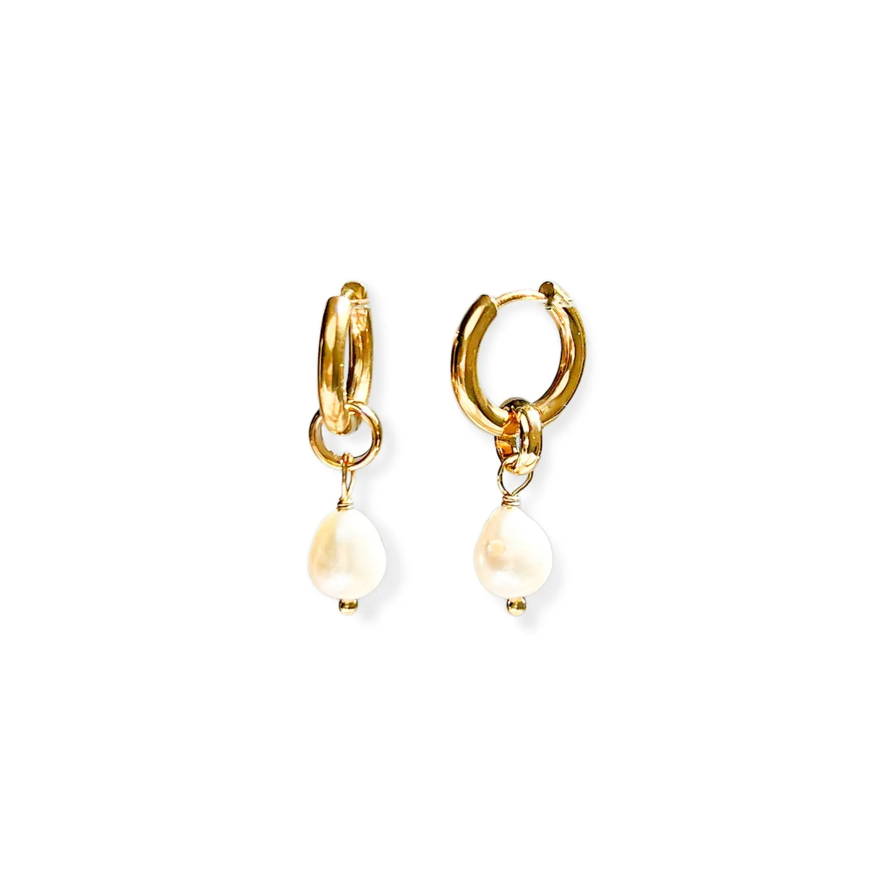 Ceres Pearl Mini Hoops sold by Gather Brooklyn