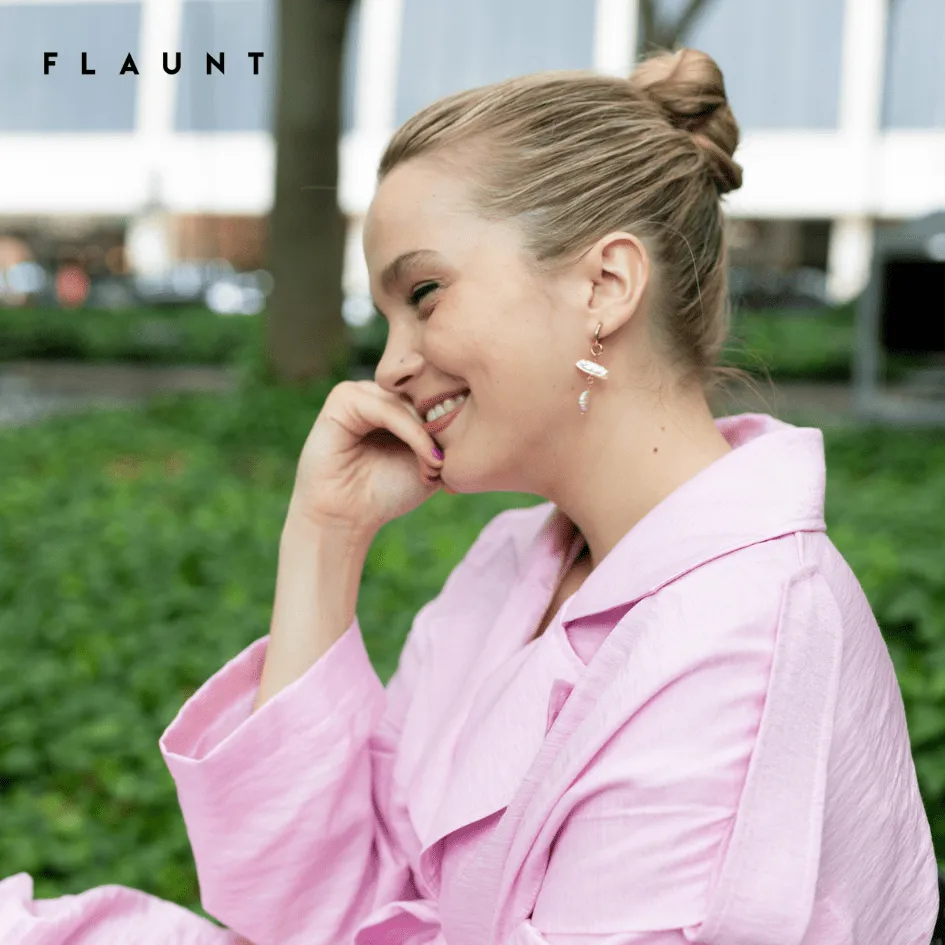 Azalea Pearl Mini Hoops sold by Gather Brooklyn product image thumbnail 2