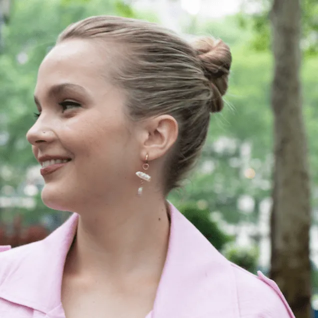 Azalea Pearl Mini Hoops sold by Gather Brooklyn product image thumbnail 4