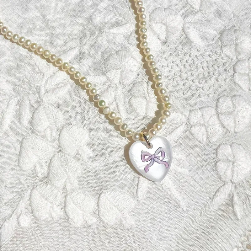 Naomi Bow & Mini Pearl Necklace sold by Gather Brooklyn