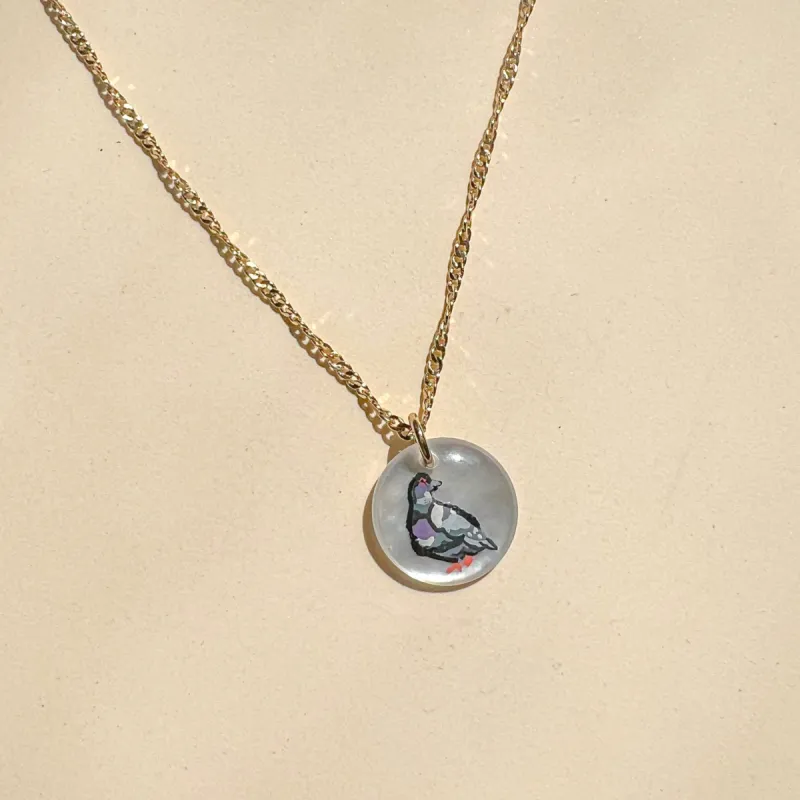 Painted Pigeon Charm Necklace sold by Gather Brooklyn