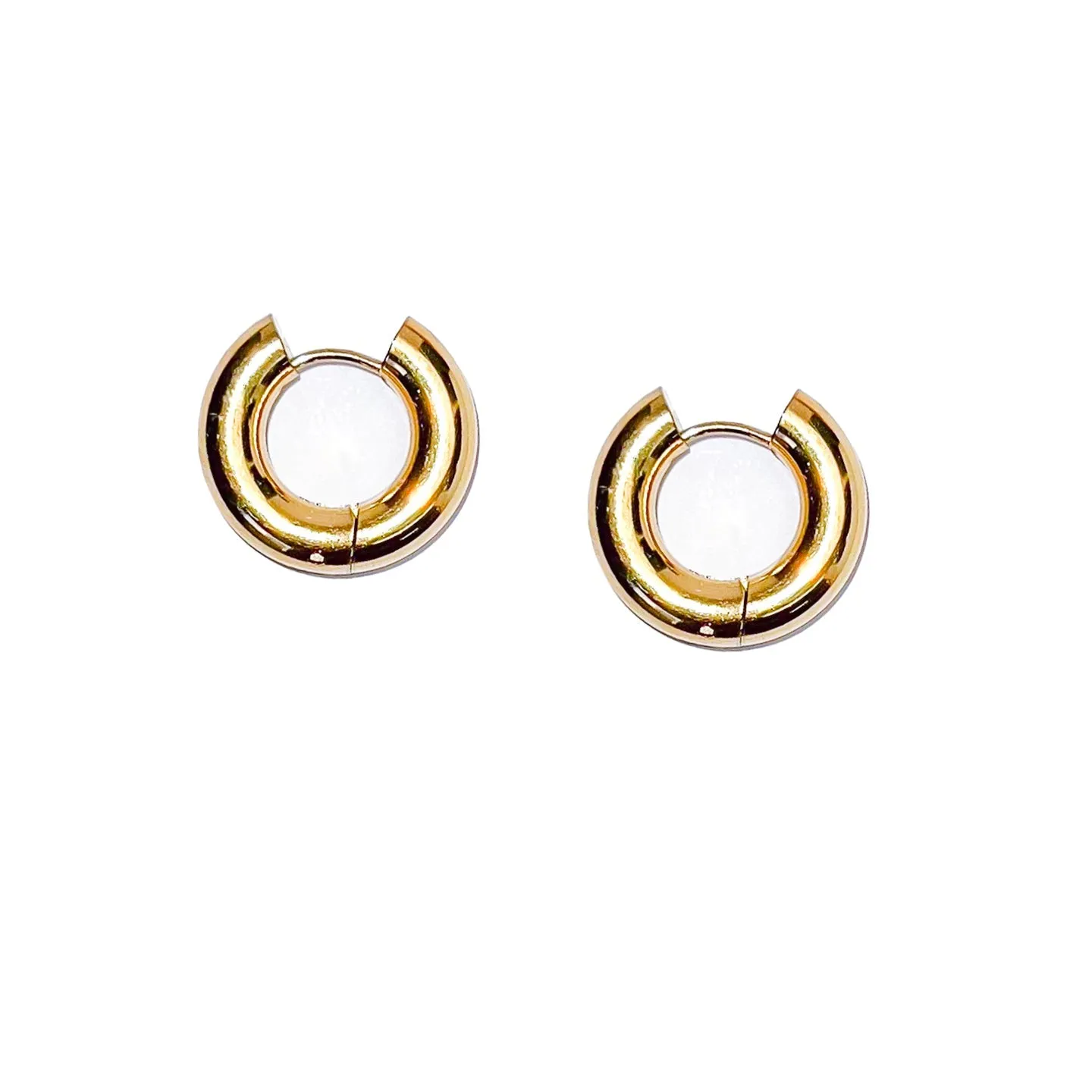 Chunky Gold Huggie Hoops sold by Gather Brooklyn product image thumbnail 3