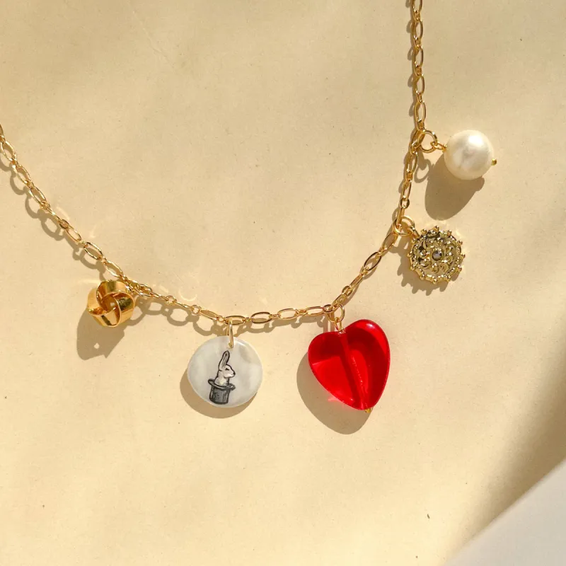 Lucky Rabbit Heart Charm Necklace sold by Gather Brooklyn