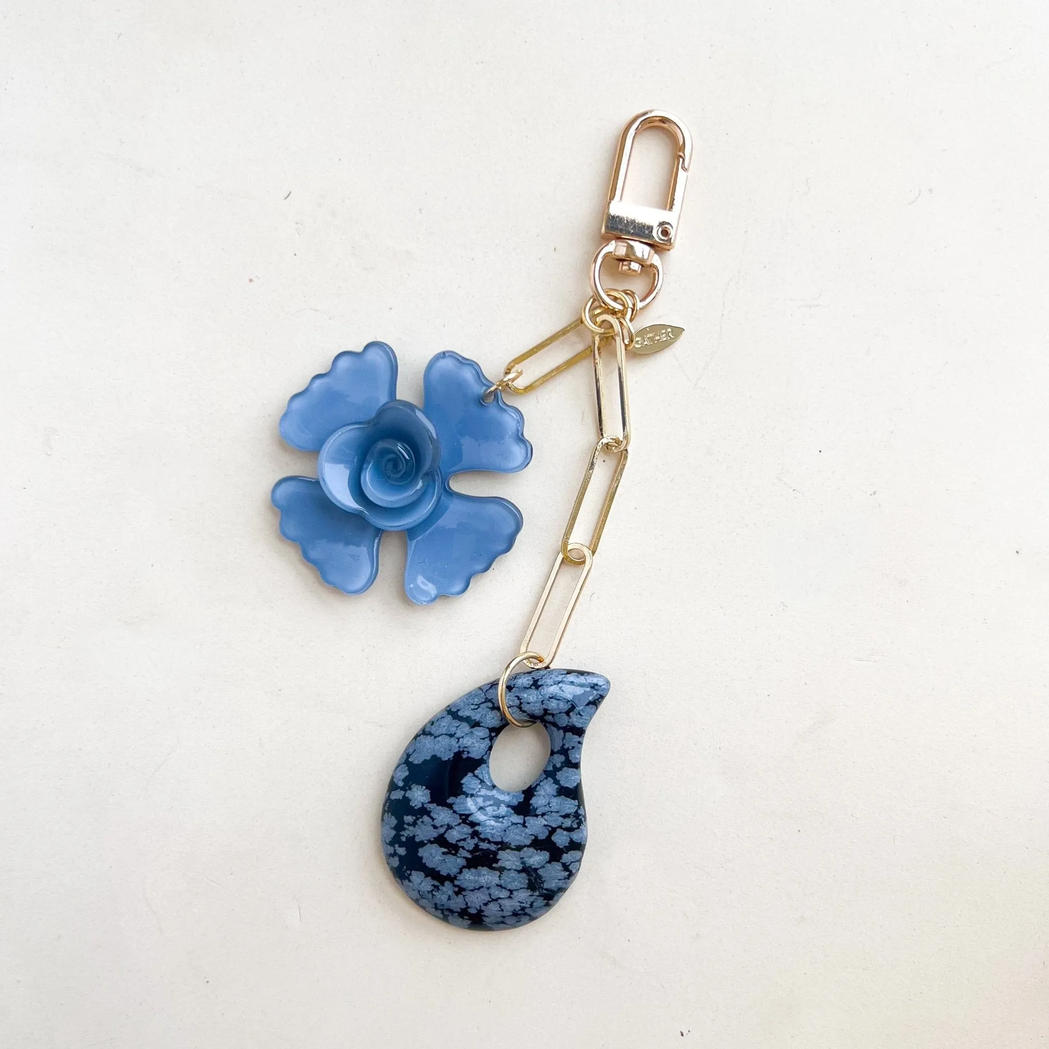 Midnight Bloom Bag Charm sold by Gather Brooklyn