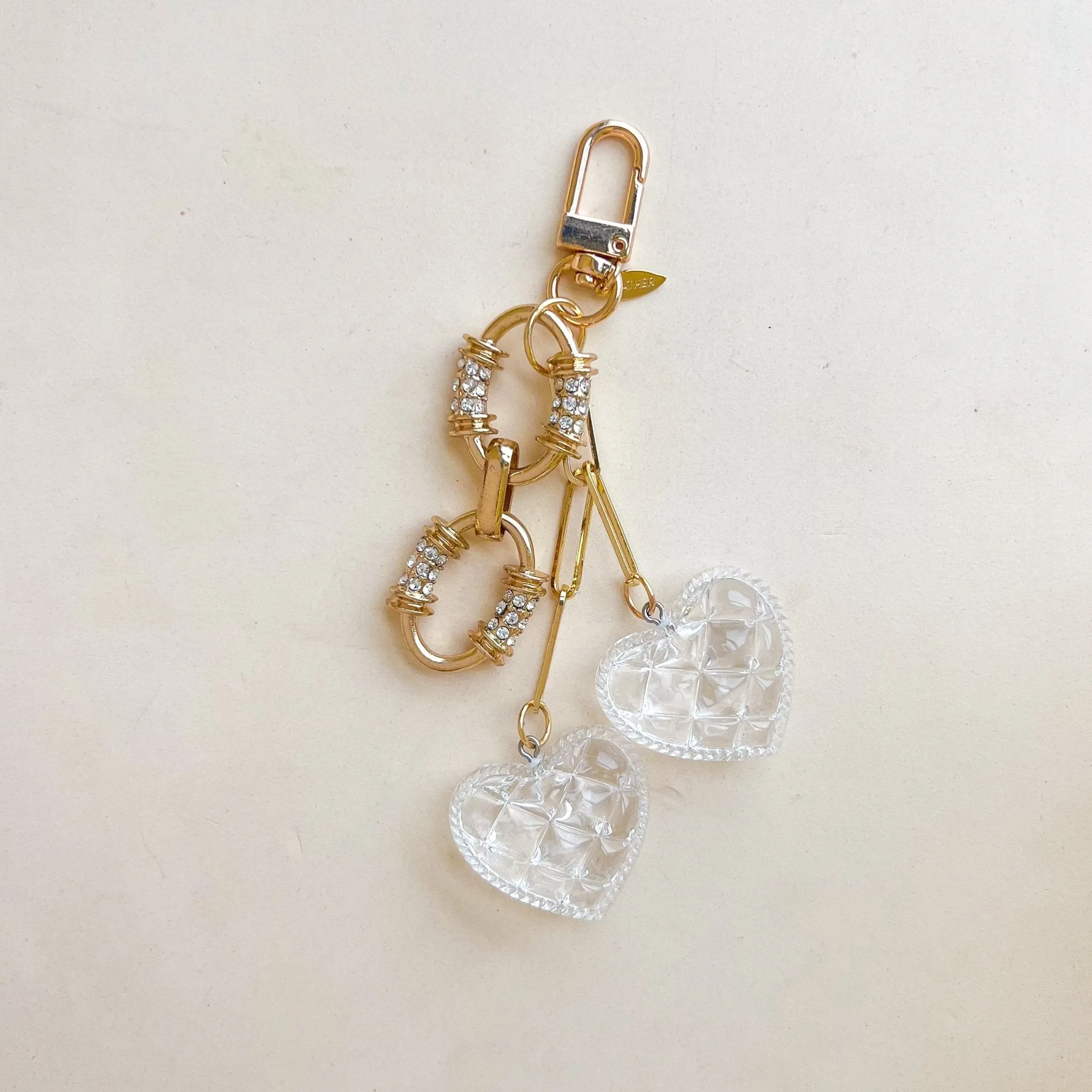 Crystal Heart Bag Charm sold by Gather Brooklyn