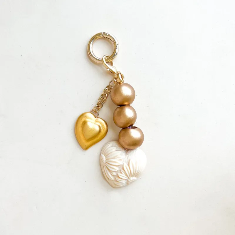 Blooming Heart Bag Charm sold by Gather Brooklyn