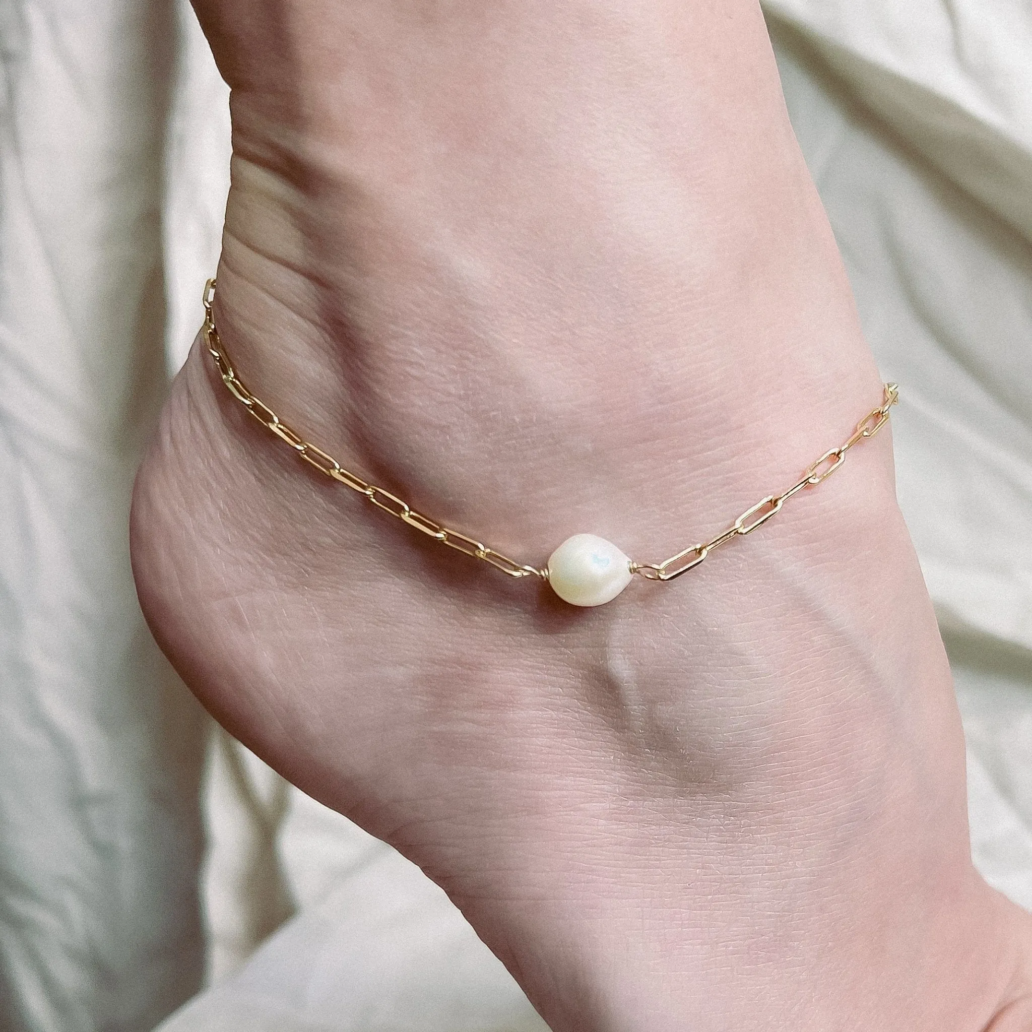 Baroque Pearl Anklet sold by Gather Brooklyn product image thumbnail 2