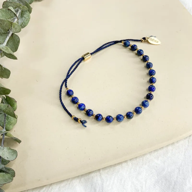 Mini Moon Bead Bracelet - Lapis Lazuli sold by Gather Brooklyn