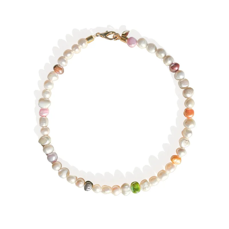 Rainbow Posy Pearl Necklace sold by Gather Brooklyn