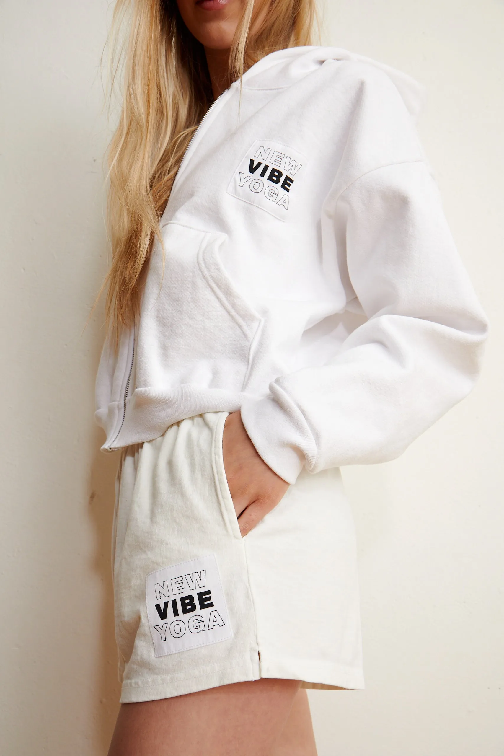 Classic Crop Zip Hoodie (White) sold by New Vibe Yoga product image thumbnail 4