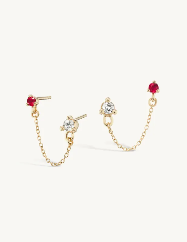 Two-Piercing Diamond and Ruby Earrings sold by Sophie Ratner