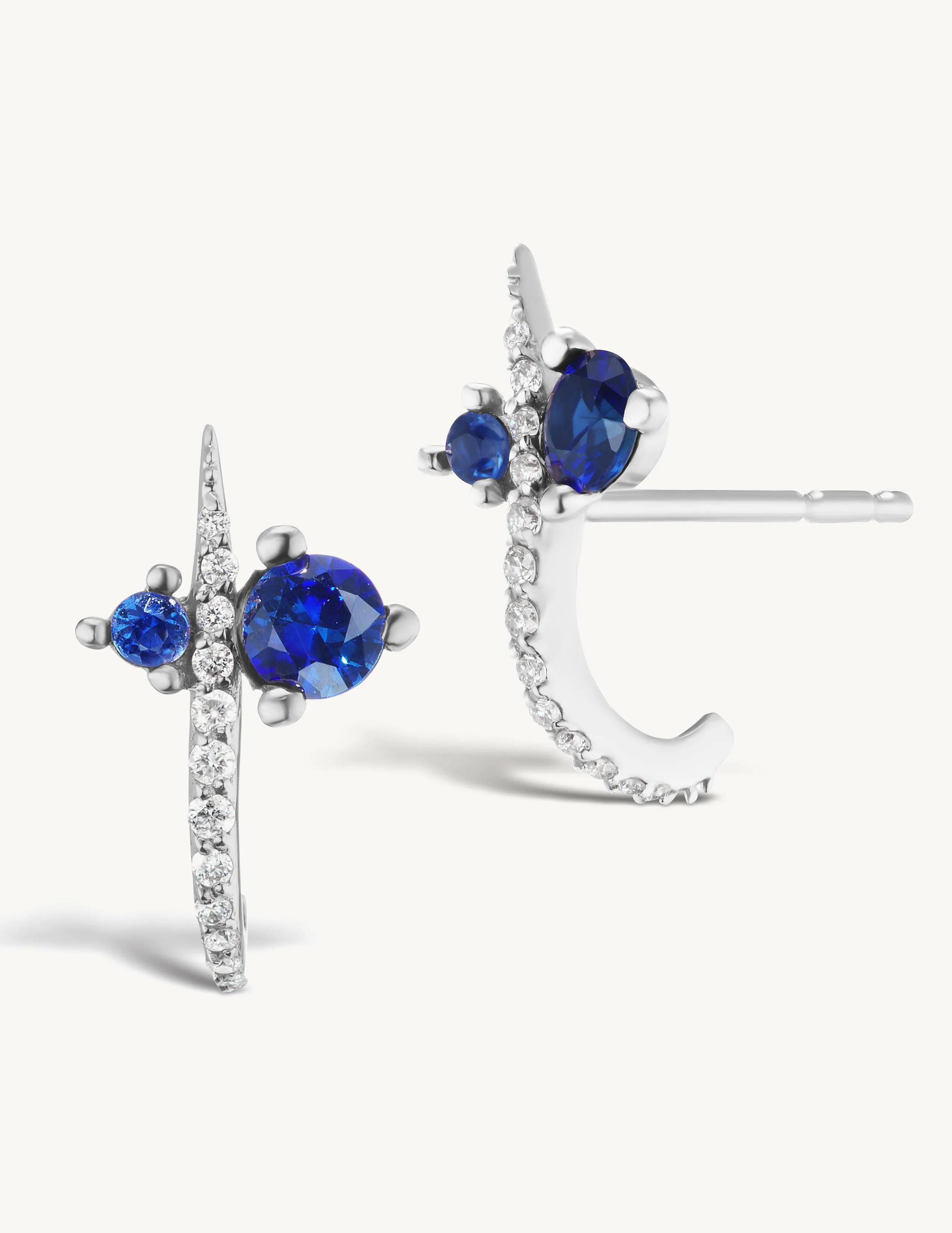 Hooked Pave Studs with Sapphire sold by Sophie Ratner product image thumbnail 4