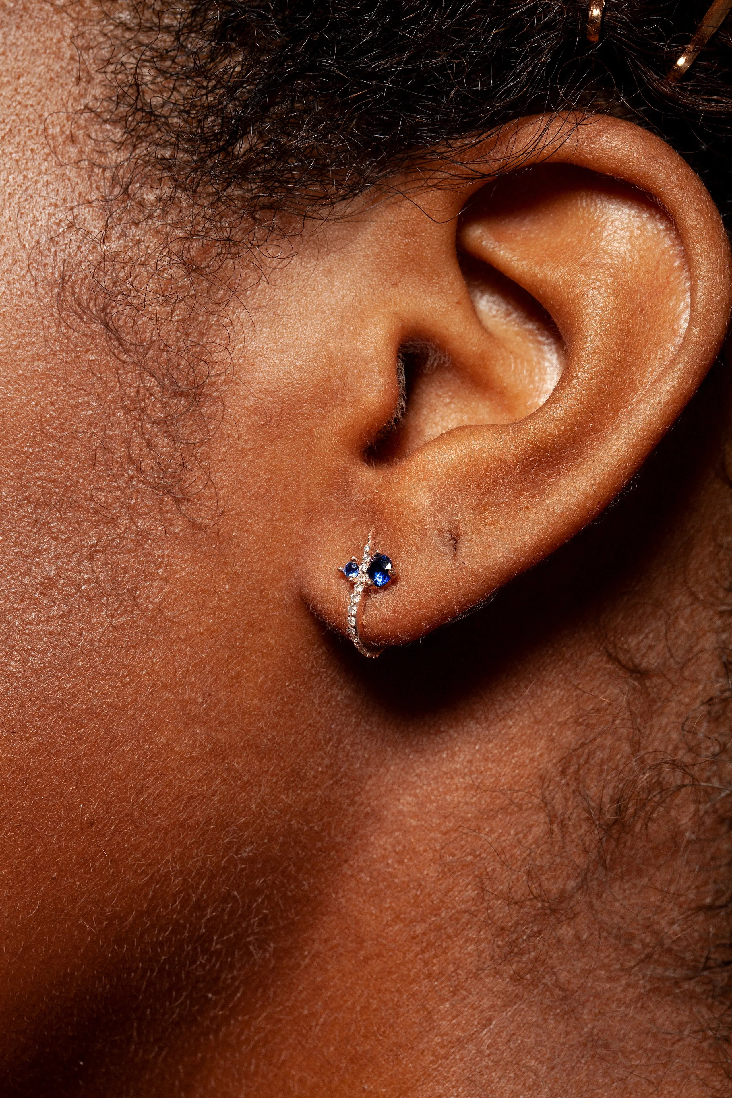 Hooked Pave Studs with Sapphire sold by Sophie Ratner product image thumbnail 5