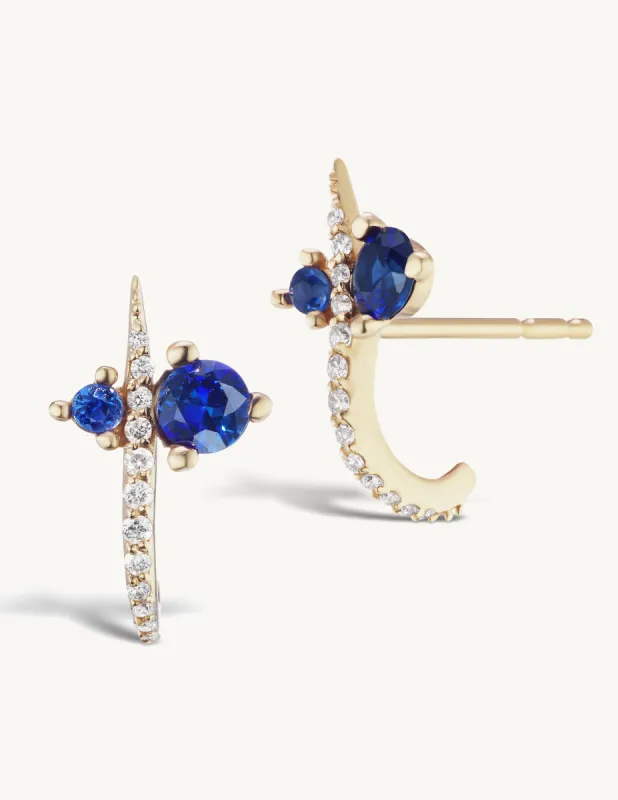 Hooked Pave Studs with Sapphire sold by Sophie Ratner