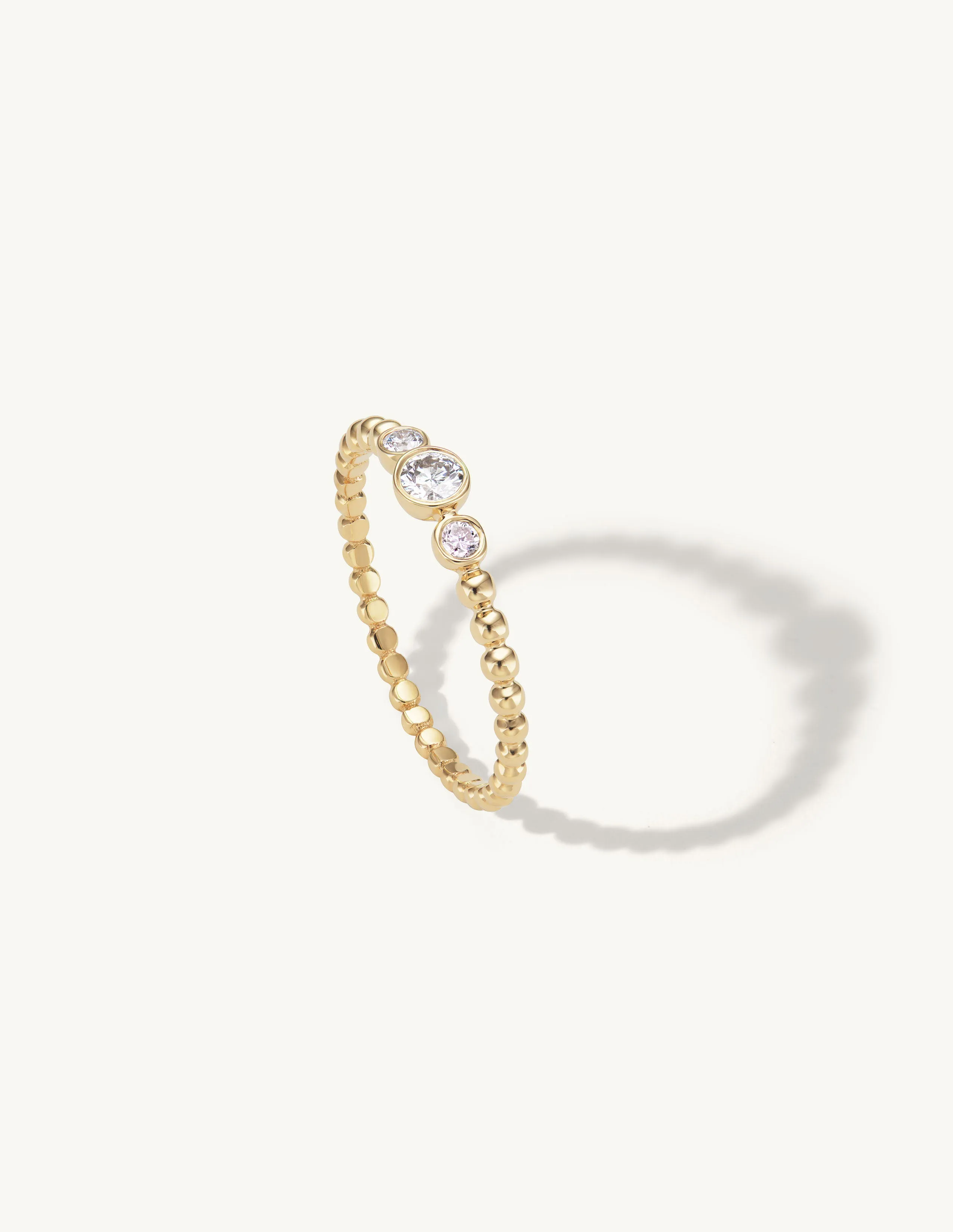 Beaded Three Diamond Ring sold by Sophie Ratner