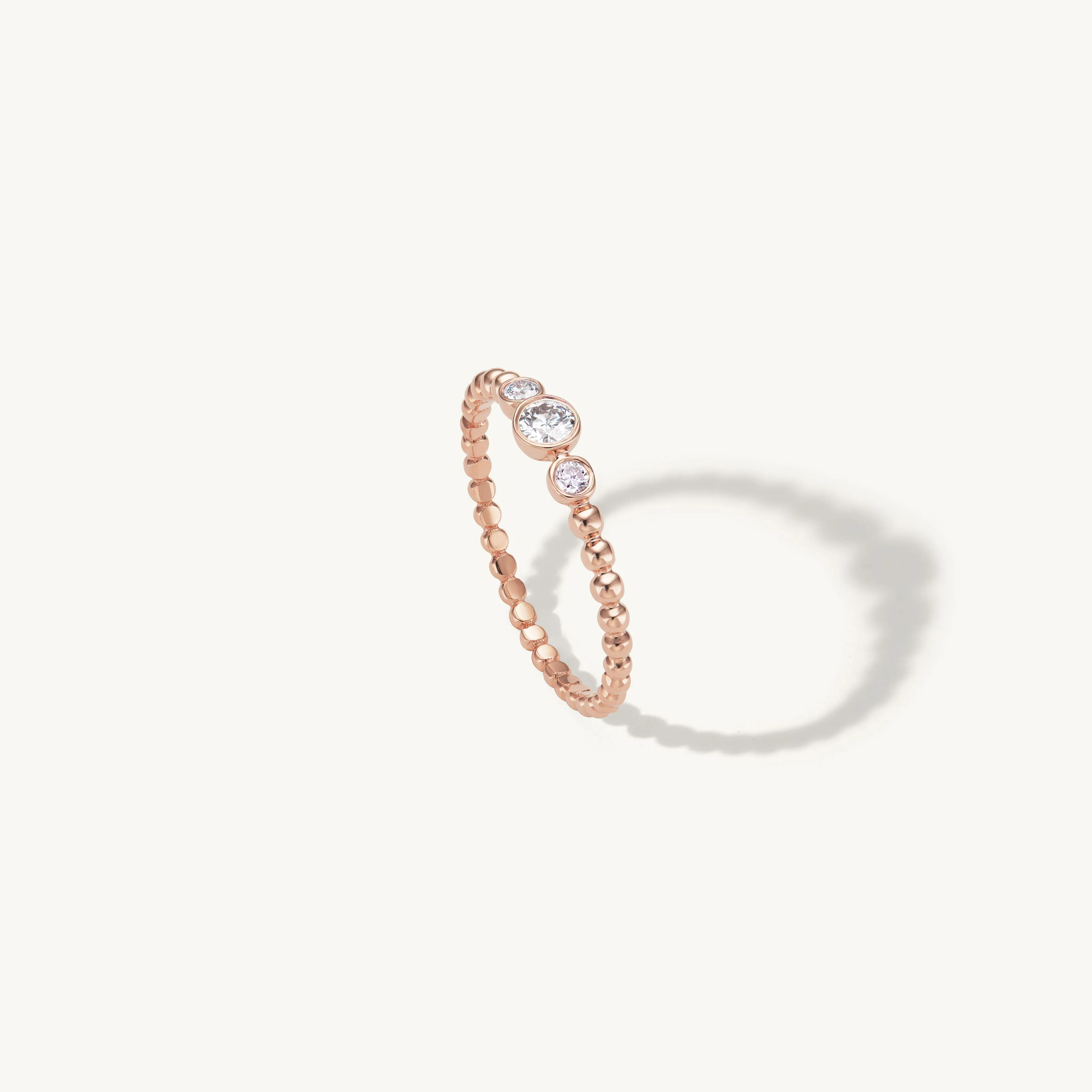 Beaded Three Diamond Ring sold by Sophie Ratner product image thumbnail 4