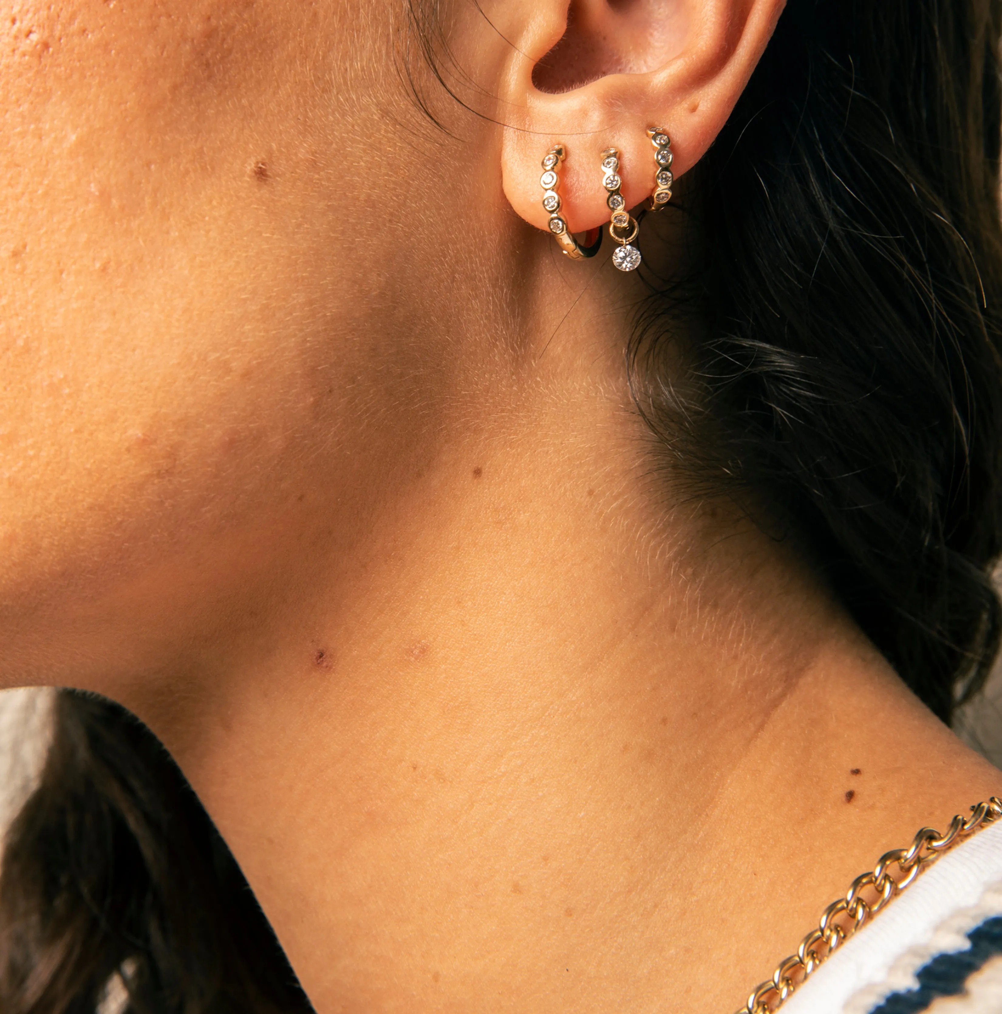 8mm Diamond Bezel Hoops sold by Sophie Ratner product image thumbnail 5