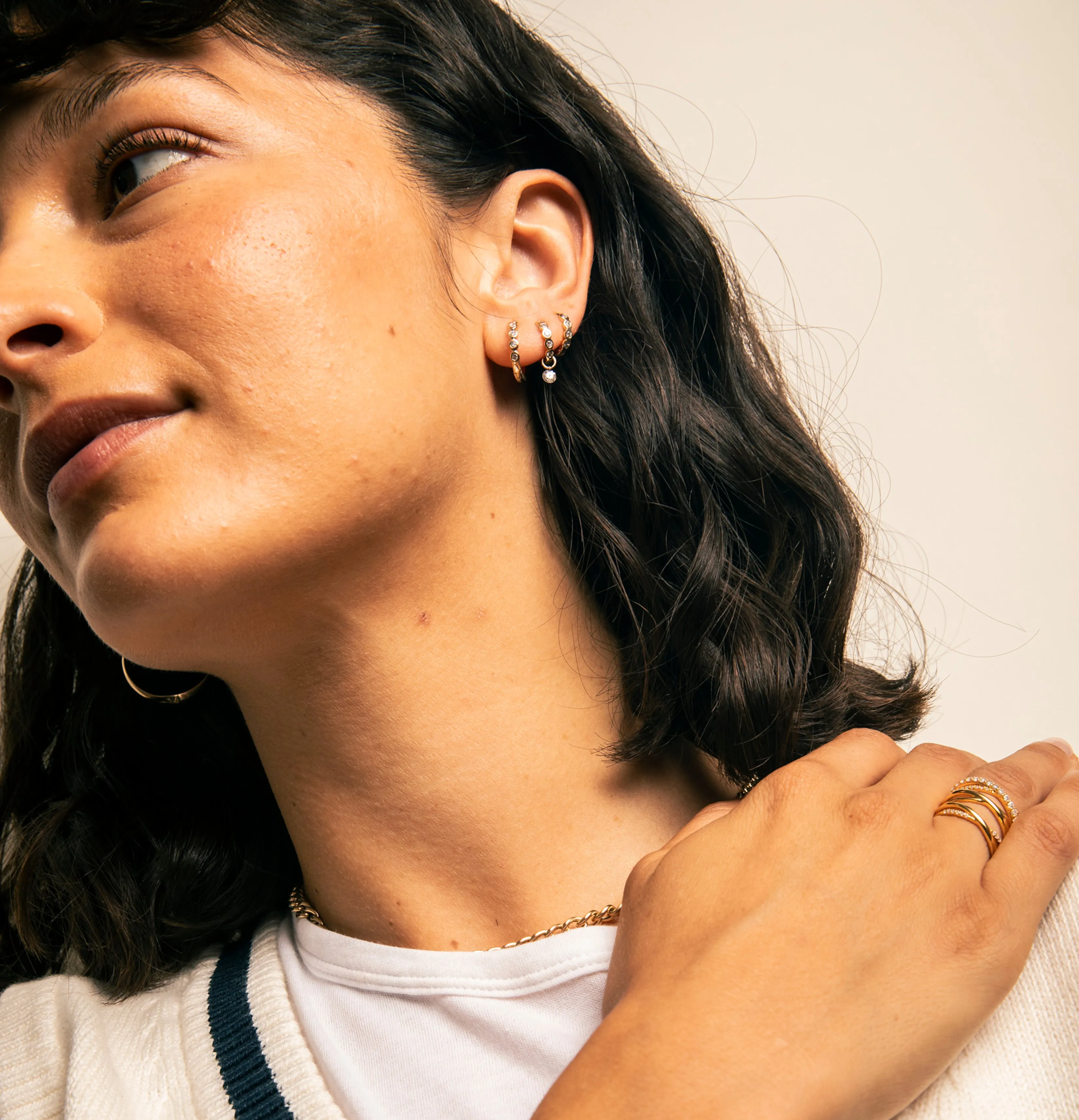 8mm Diamond Bezel Hoops sold by Sophie Ratner product image thumbnail 3