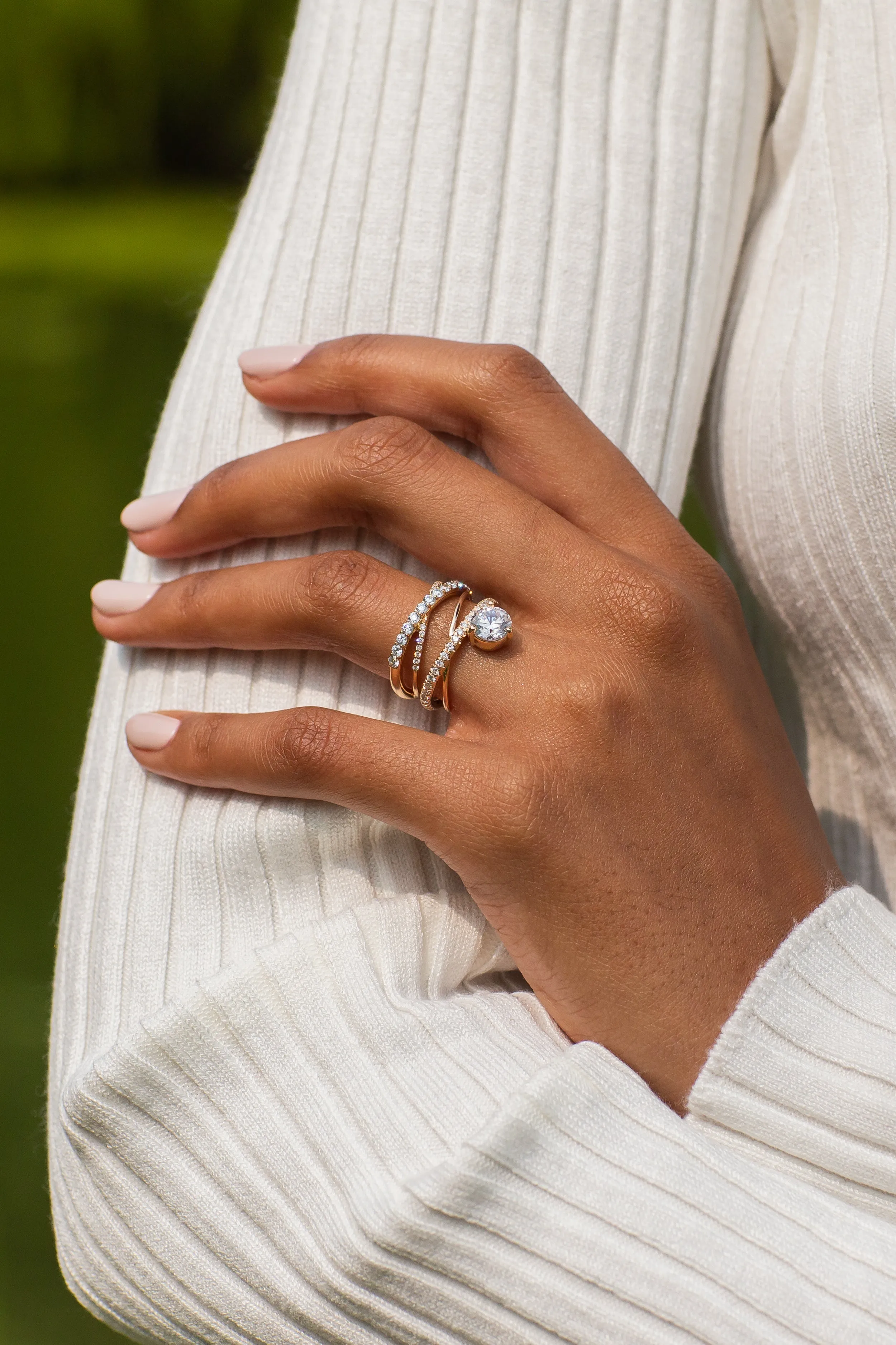 Full Pave Crossover Ring sold by Sophie Ratner product image thumbnail 2