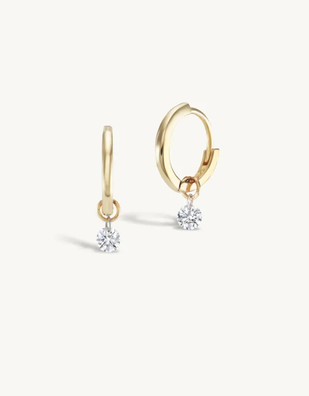 Single Pierced Diamond Gold Huggies sold by Sophie Ratner