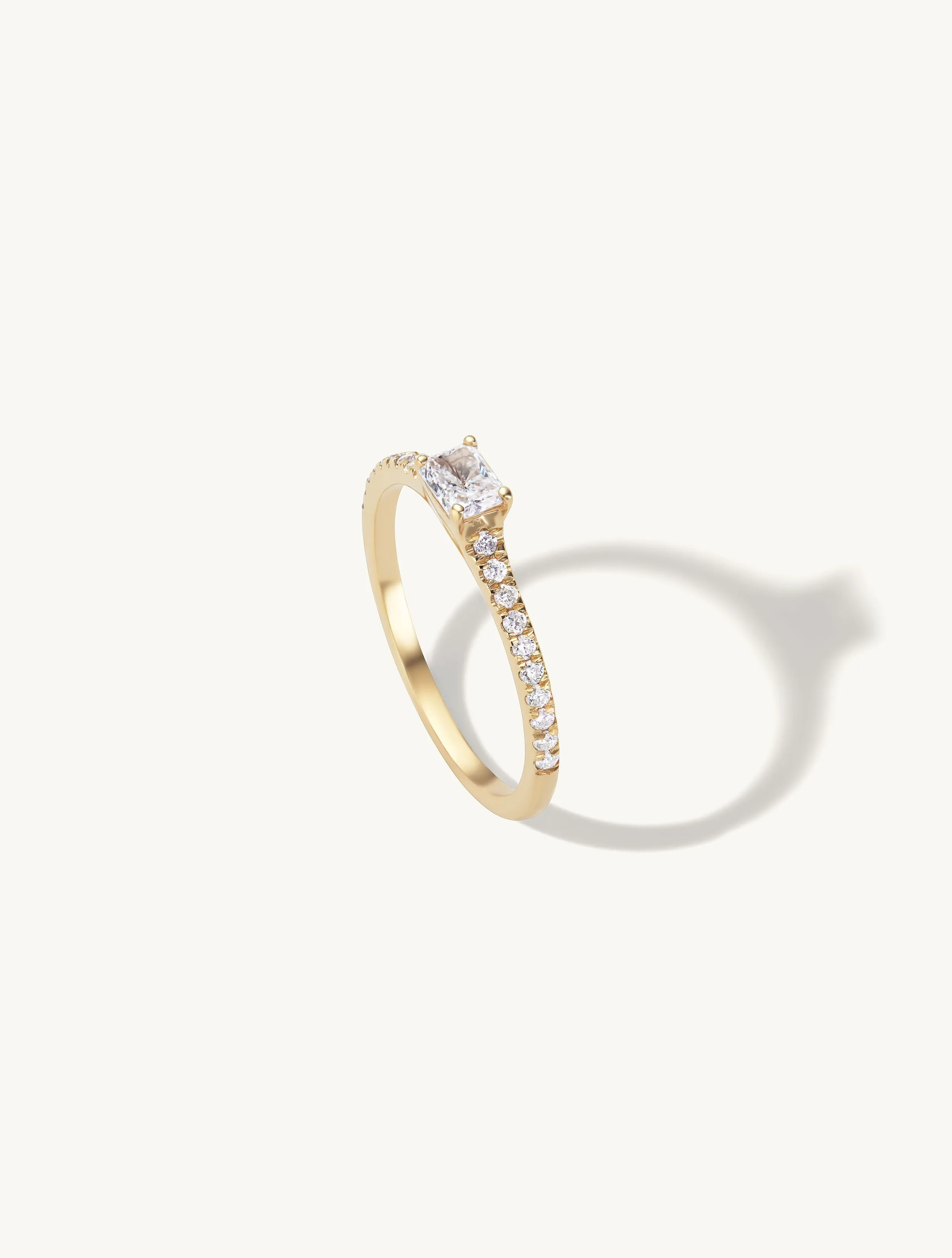 Emerald Ring with Pave Band sold by Sophie Ratner