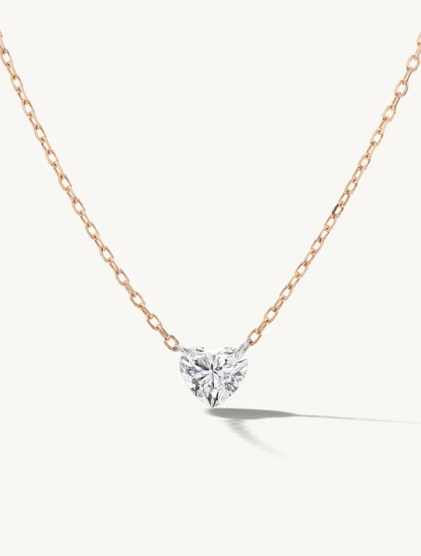 Pierced Solitaire Heart Necklace sold by Sophie Ratner